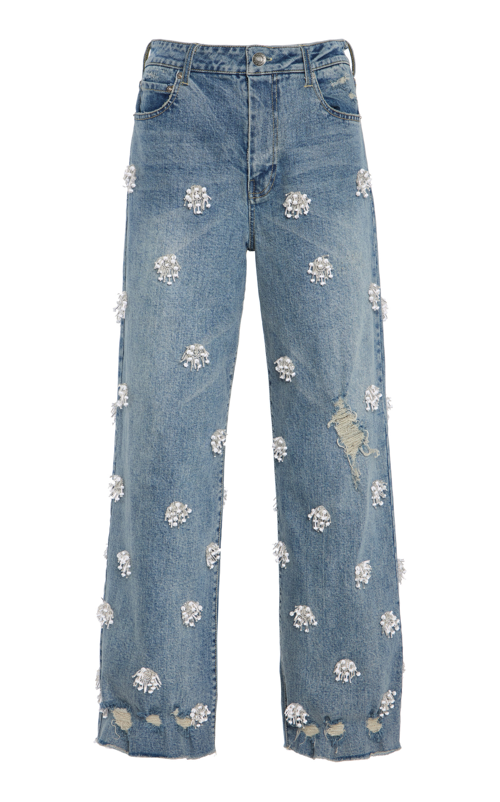 SIMKHAI Jude Stretch High-Rise Croppd Wide-Leg Jeans