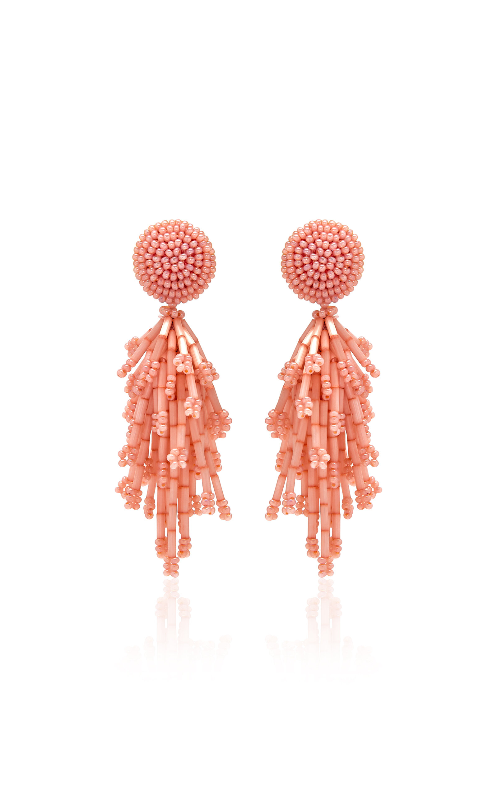Oscar De La Renta Fringed Tassel Clip-on Earrings In Pink