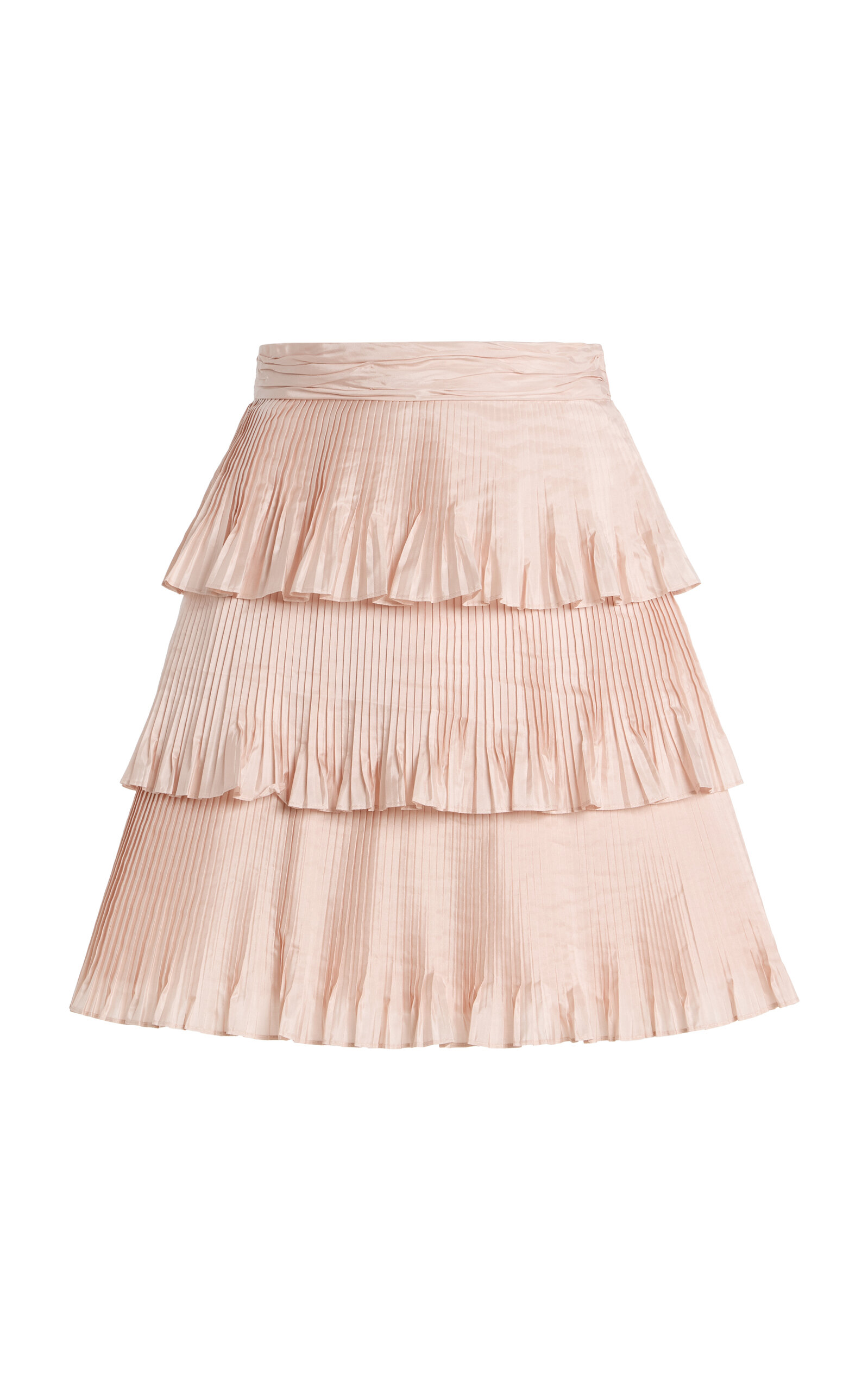 Valentino Garavani Tiered Pleated Silk Mini Skirt - Moda Operandi