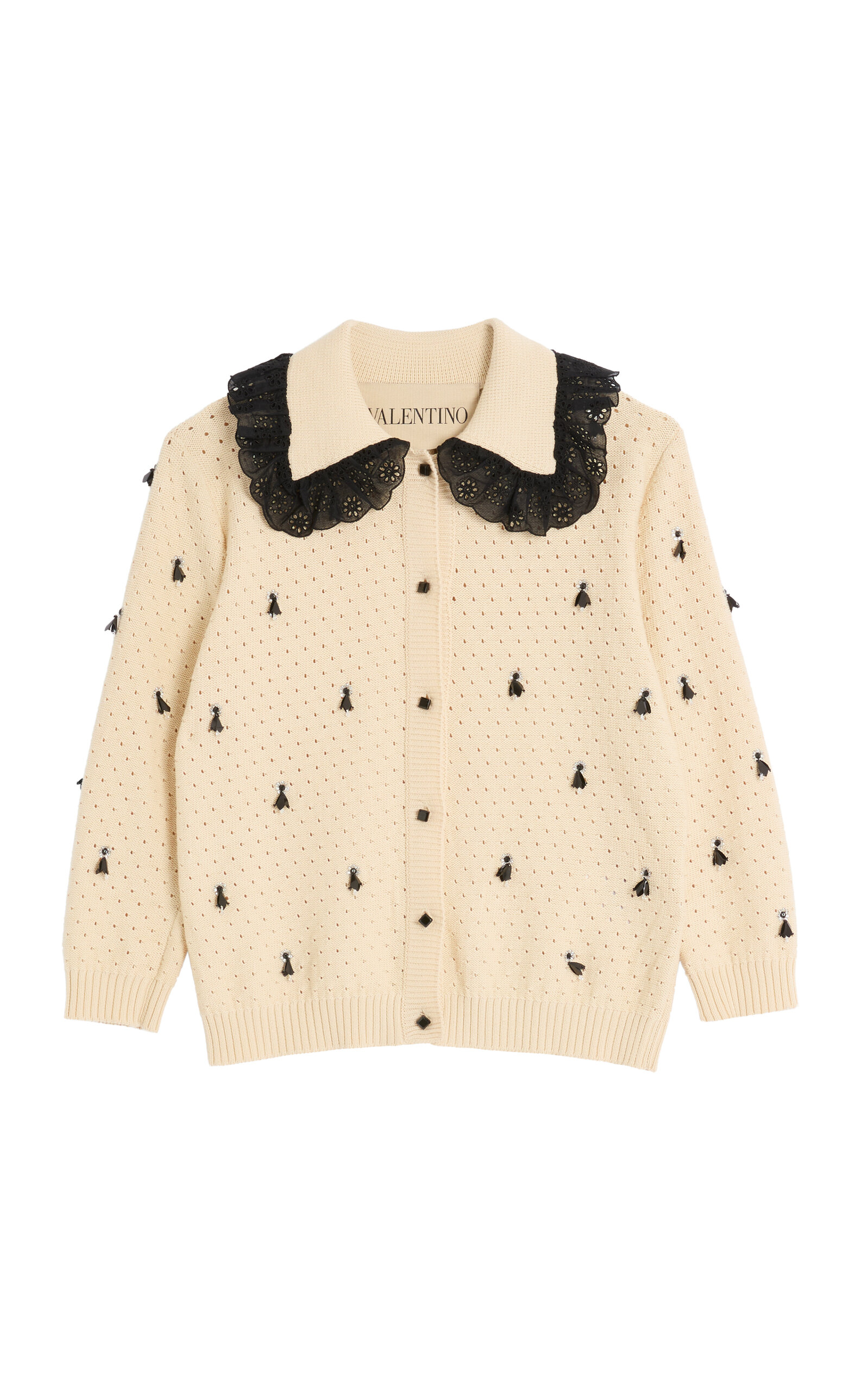 Valentino Garavani Lace-Trimmed Cotton Cardigan