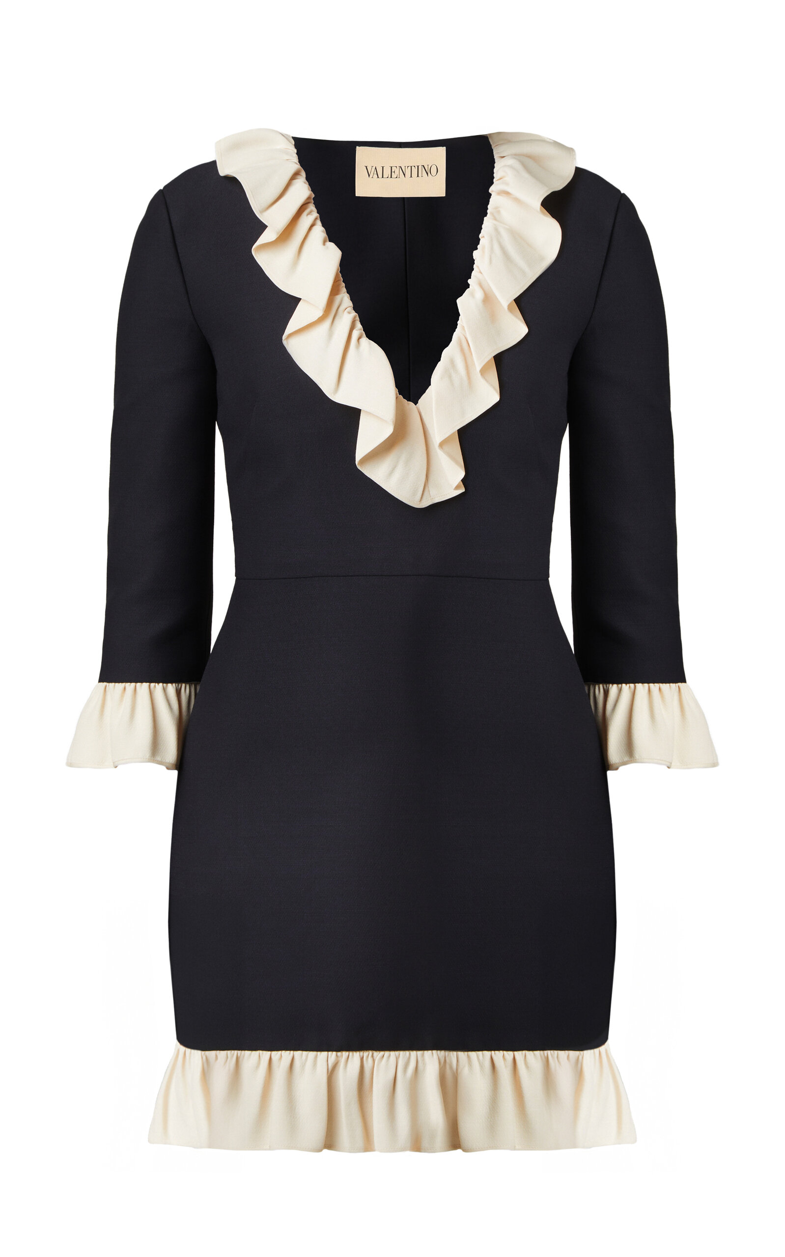 Valentino Garavani Ruffled-Trim Flax Mini Dress - Moda Operandi