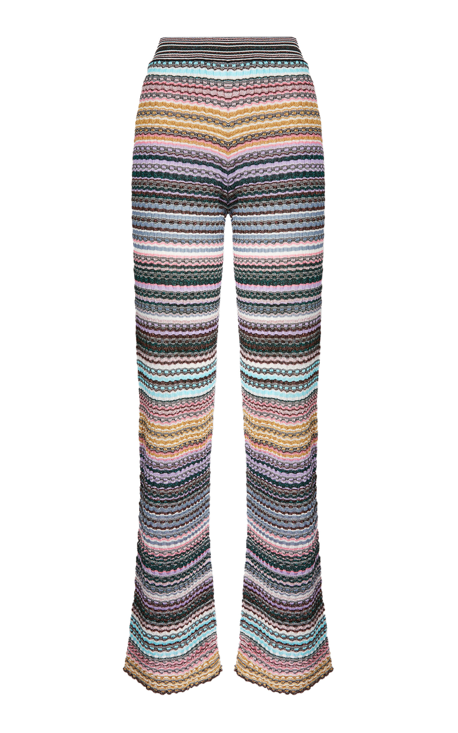 Knit Lamé Flared Pants