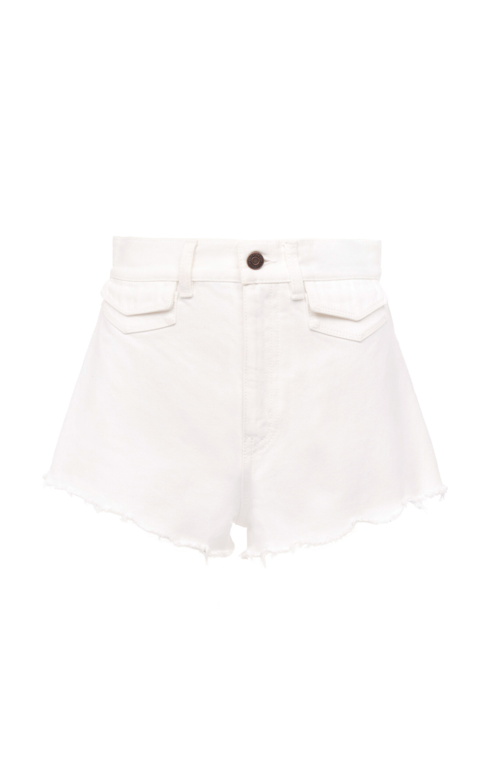 Chloé Casual Denim Shorts Featuring Frayed Hem In White