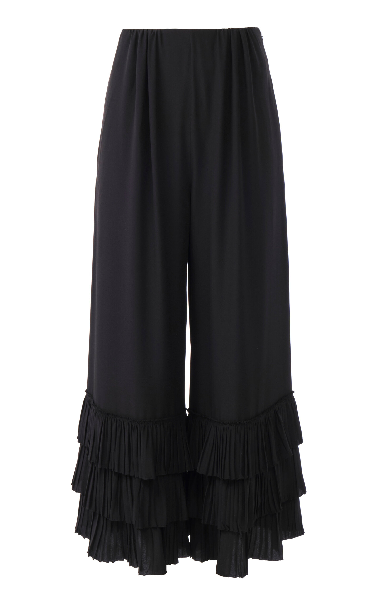 Chloé Ruffled Organic Silk Crepe De Chine Pants - Black