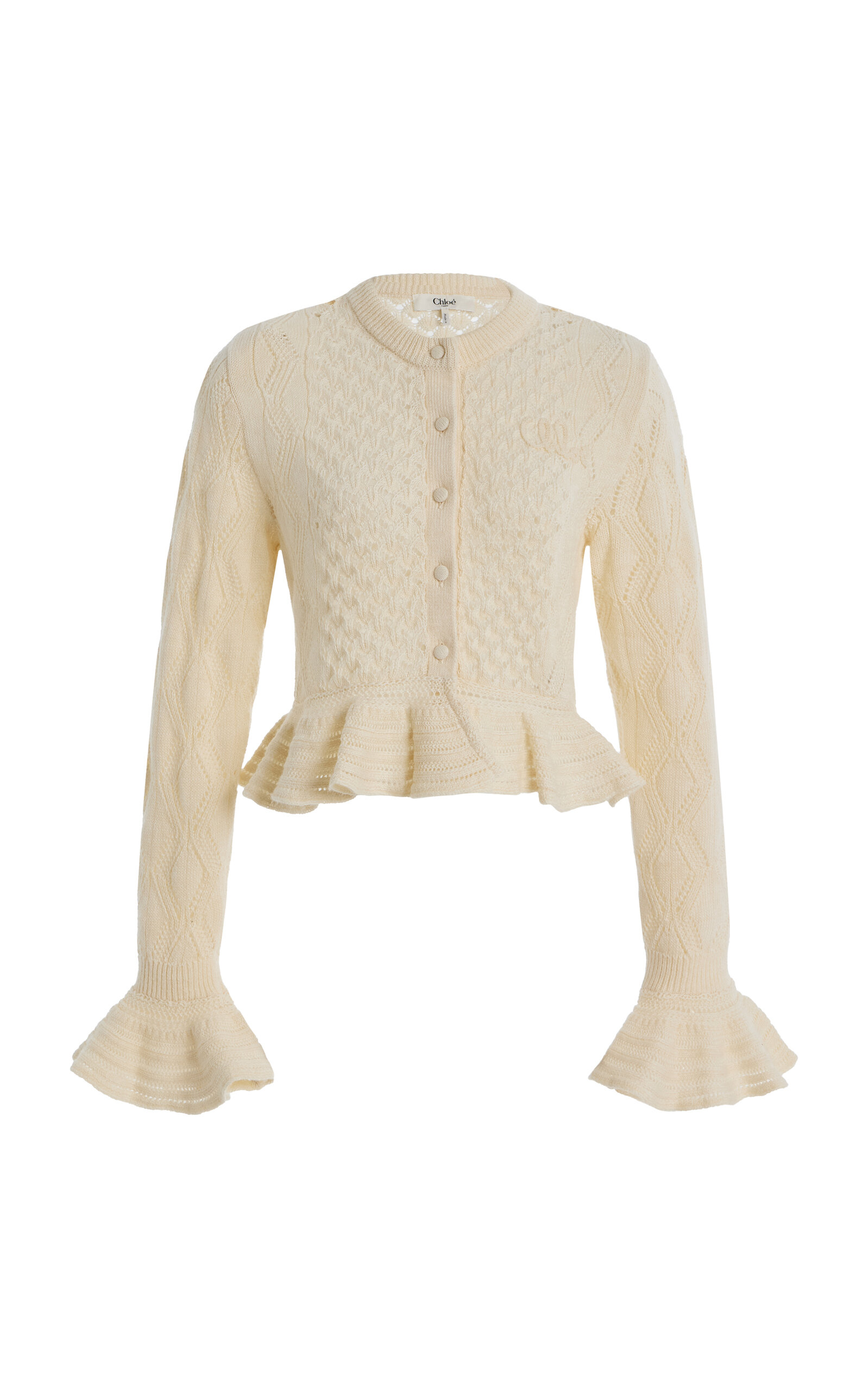 Chloé Ruffled Pointelle-Knit Silk-Alpaca Sweater - Women's Clothing
