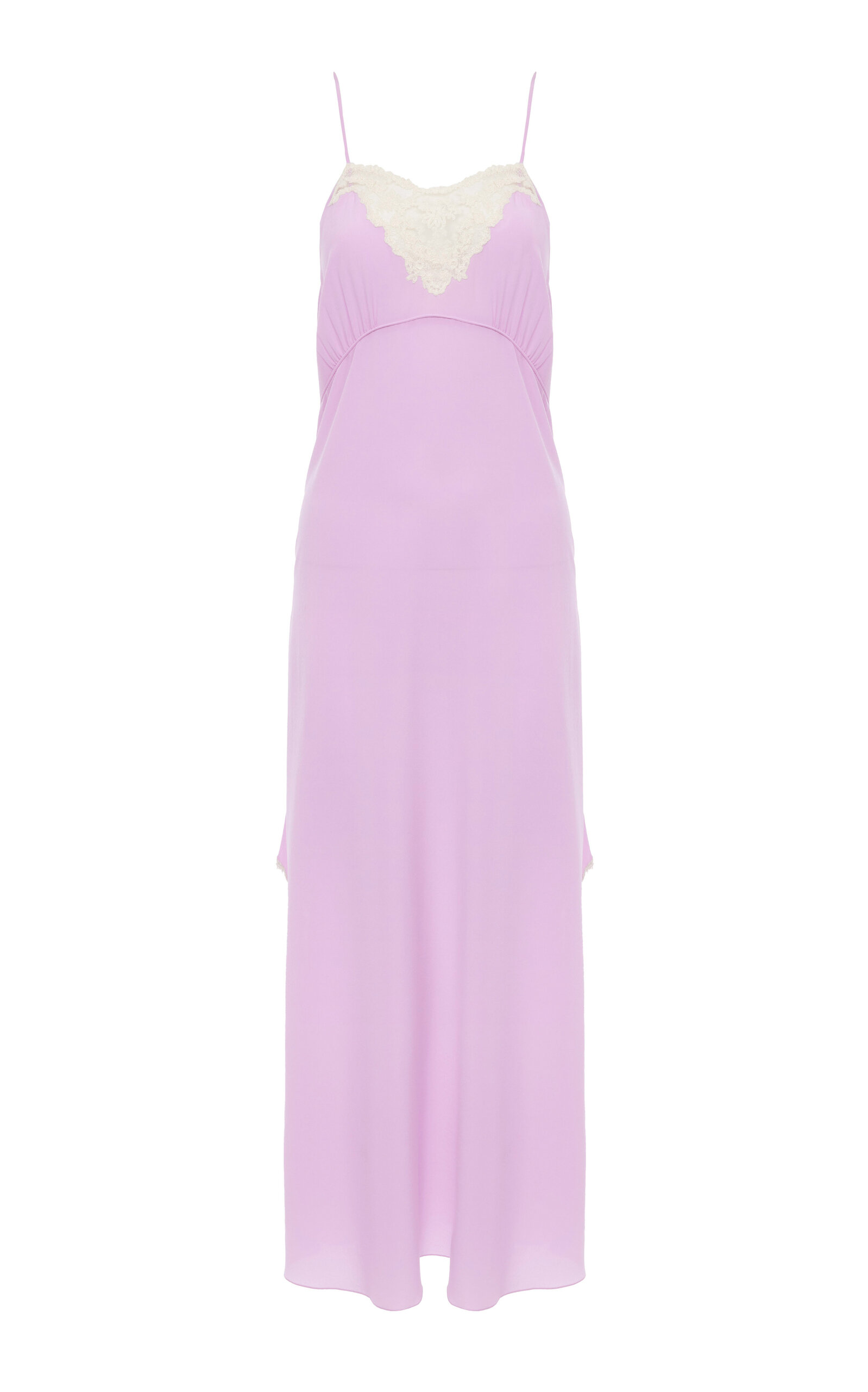 Chloé Lace-trimmed Organic Silk Crepe De Chine Maxi Dress In Purple