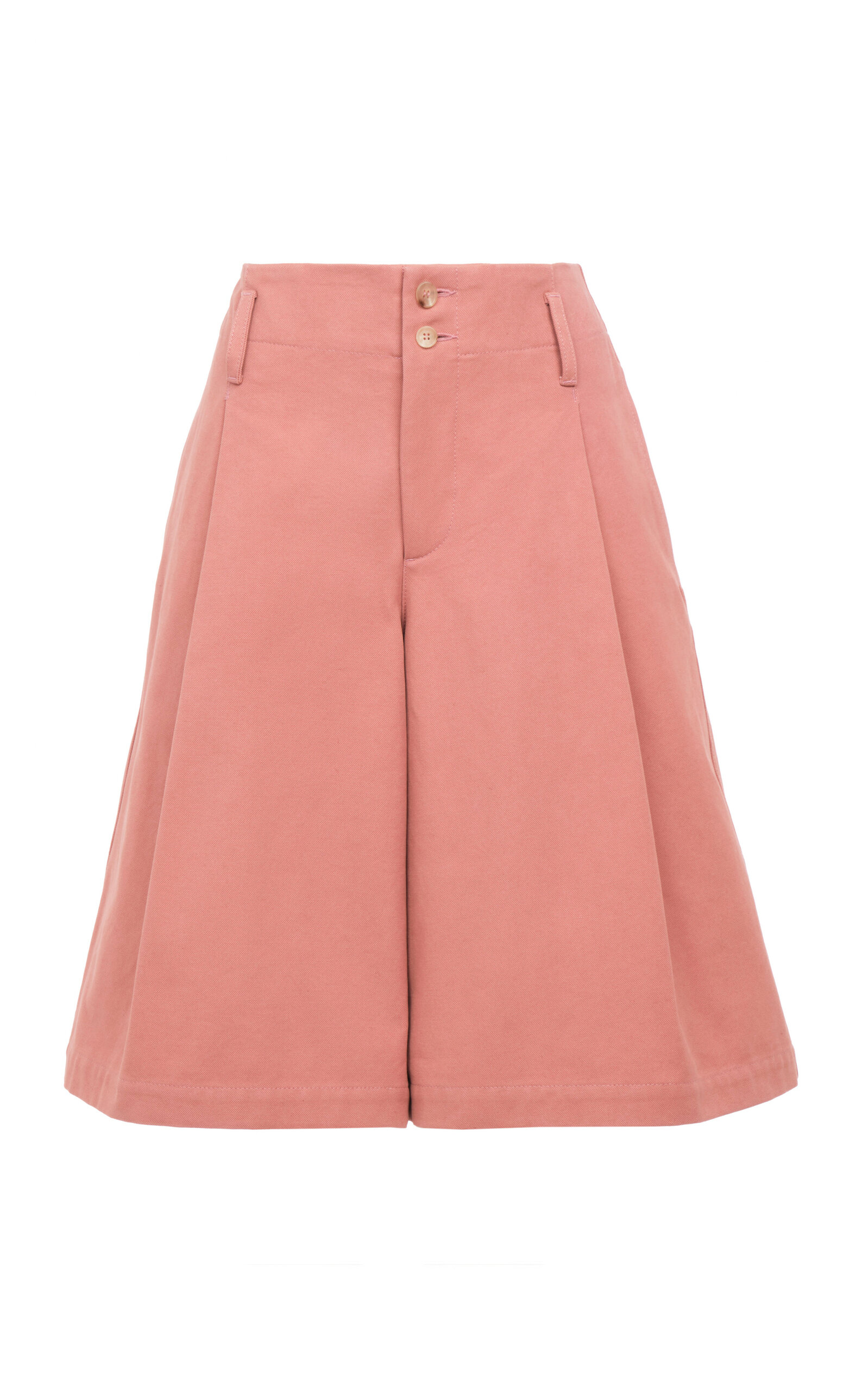 Chloé Pleated Organic Cotton Canvas Shorts