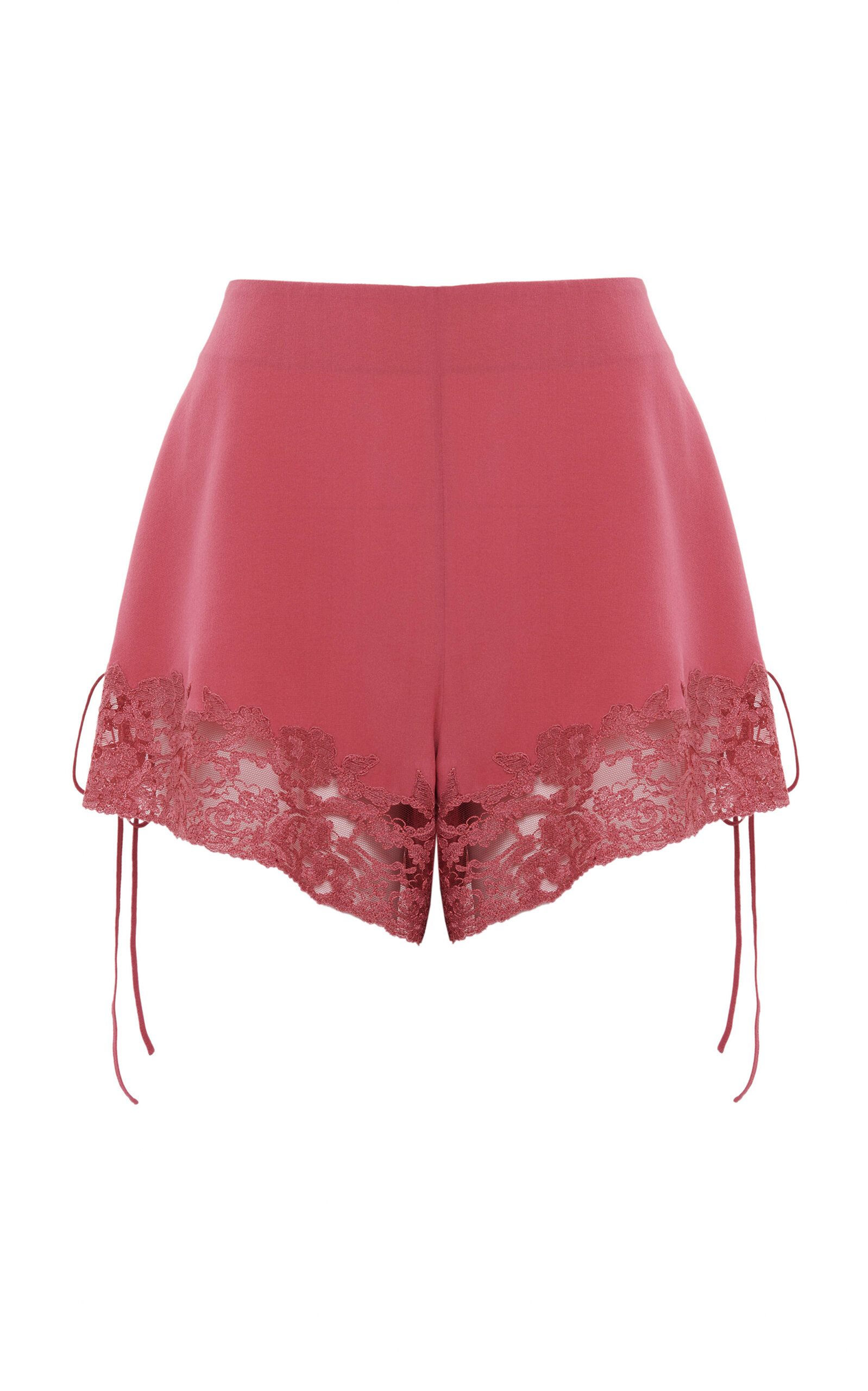 Chloé Lace-trimmed Organic Silk Crepe De Chine Shorts In Pink