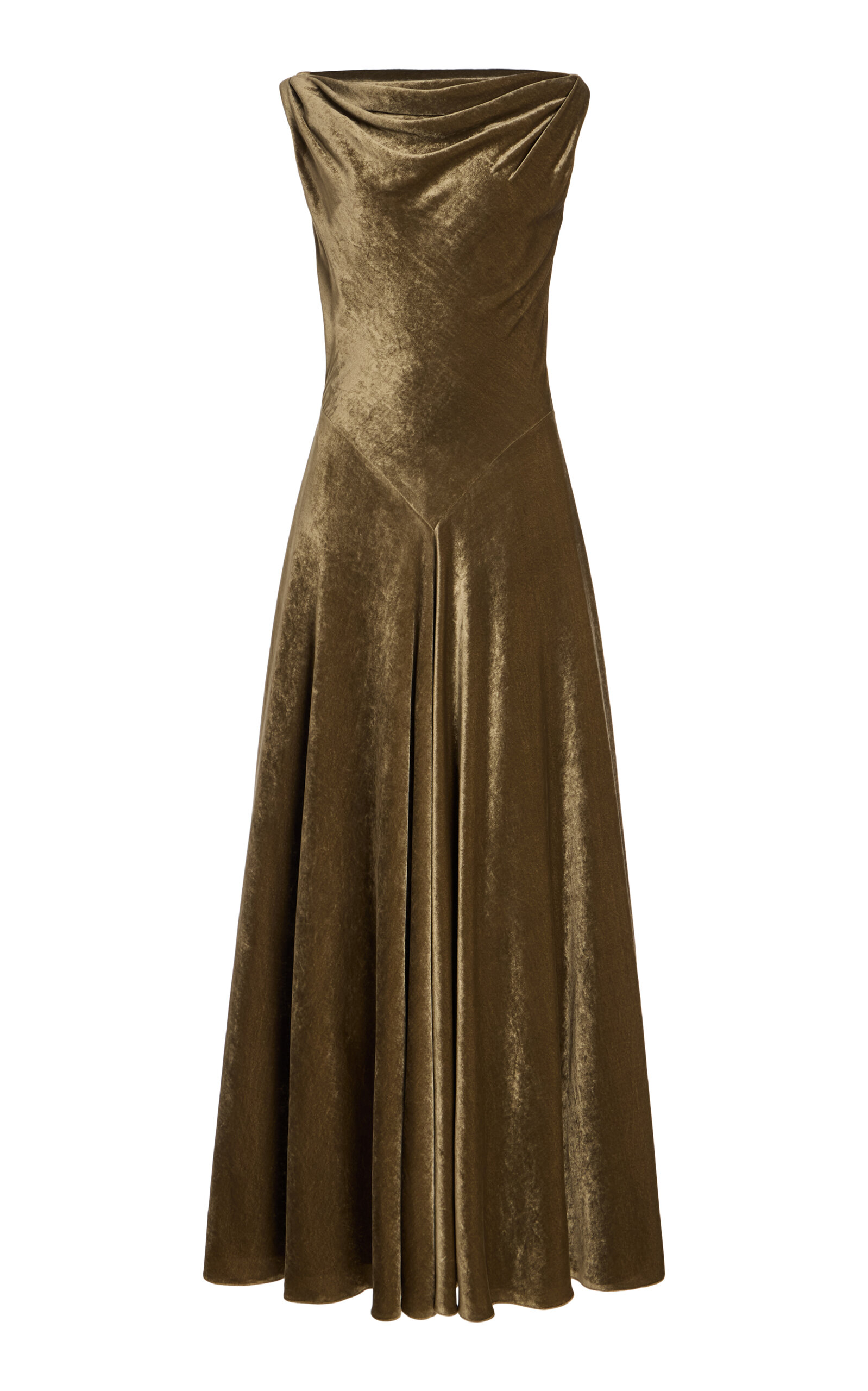 Altuzarra Drina Cowl Neck Stretch Velvet Gown In Green
