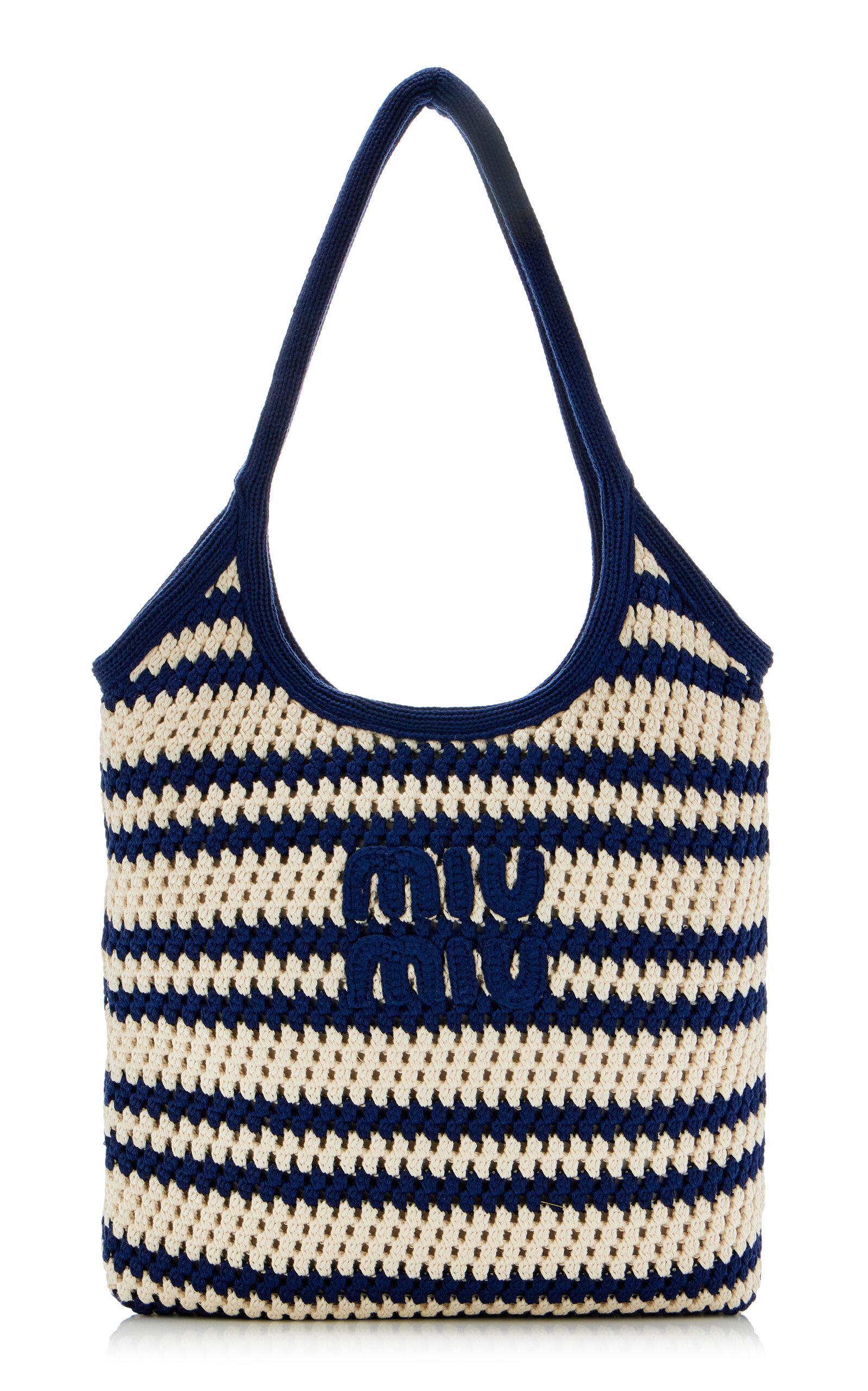 Miu Miu Ivy Crocheted Cotton Tote Bag - Navy - OS