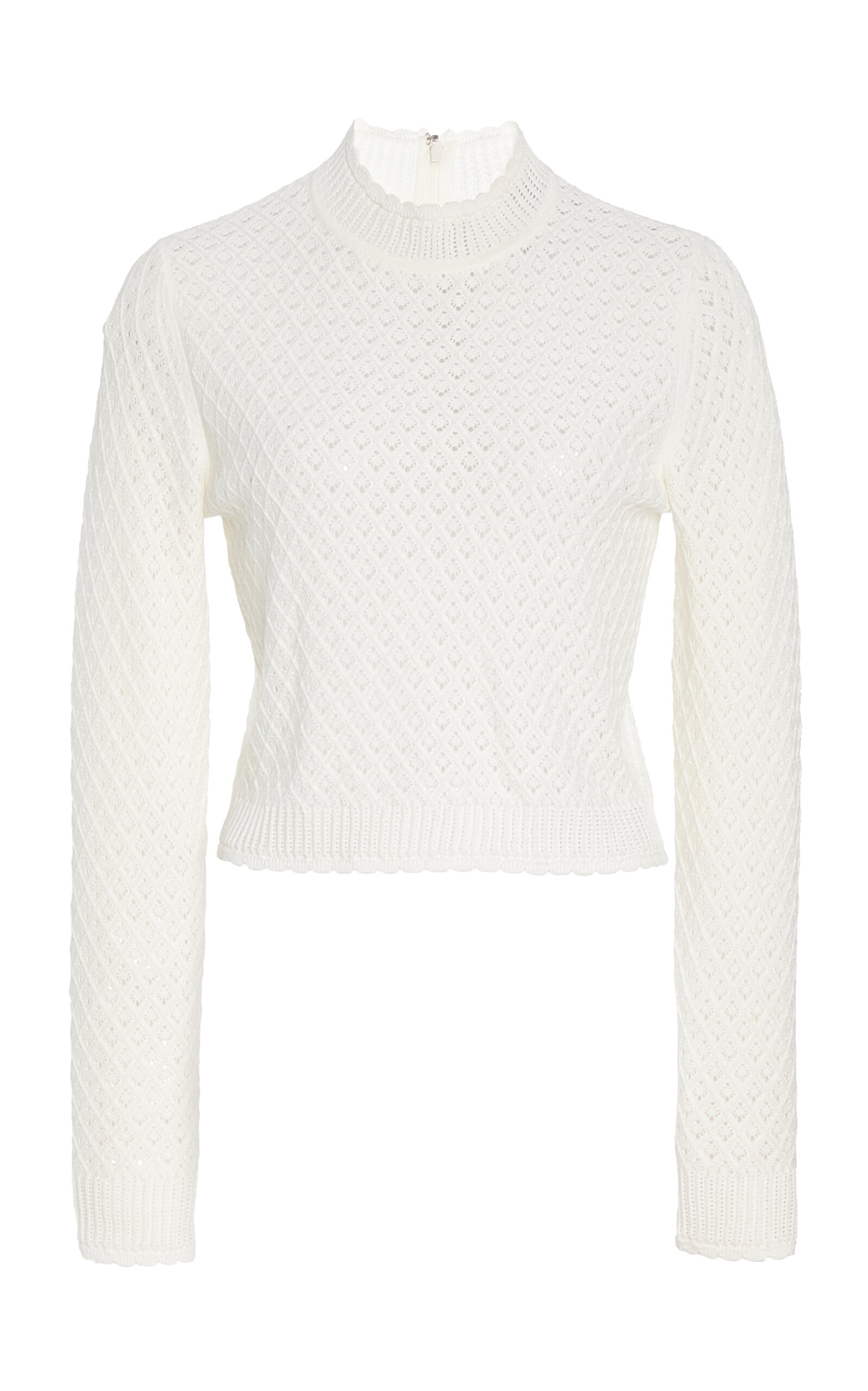 Monique Lhuillier Diamond-Knit Cotton-Blend Top