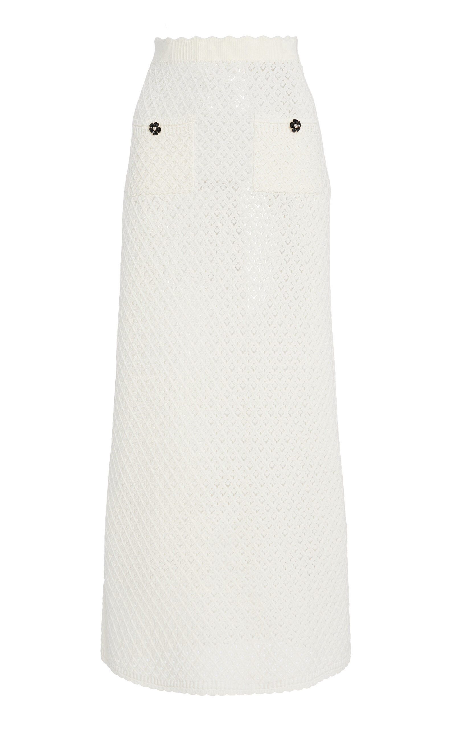 Monique Lhuillier Diamond-Knit Cotton-Blend Midi Skirt
