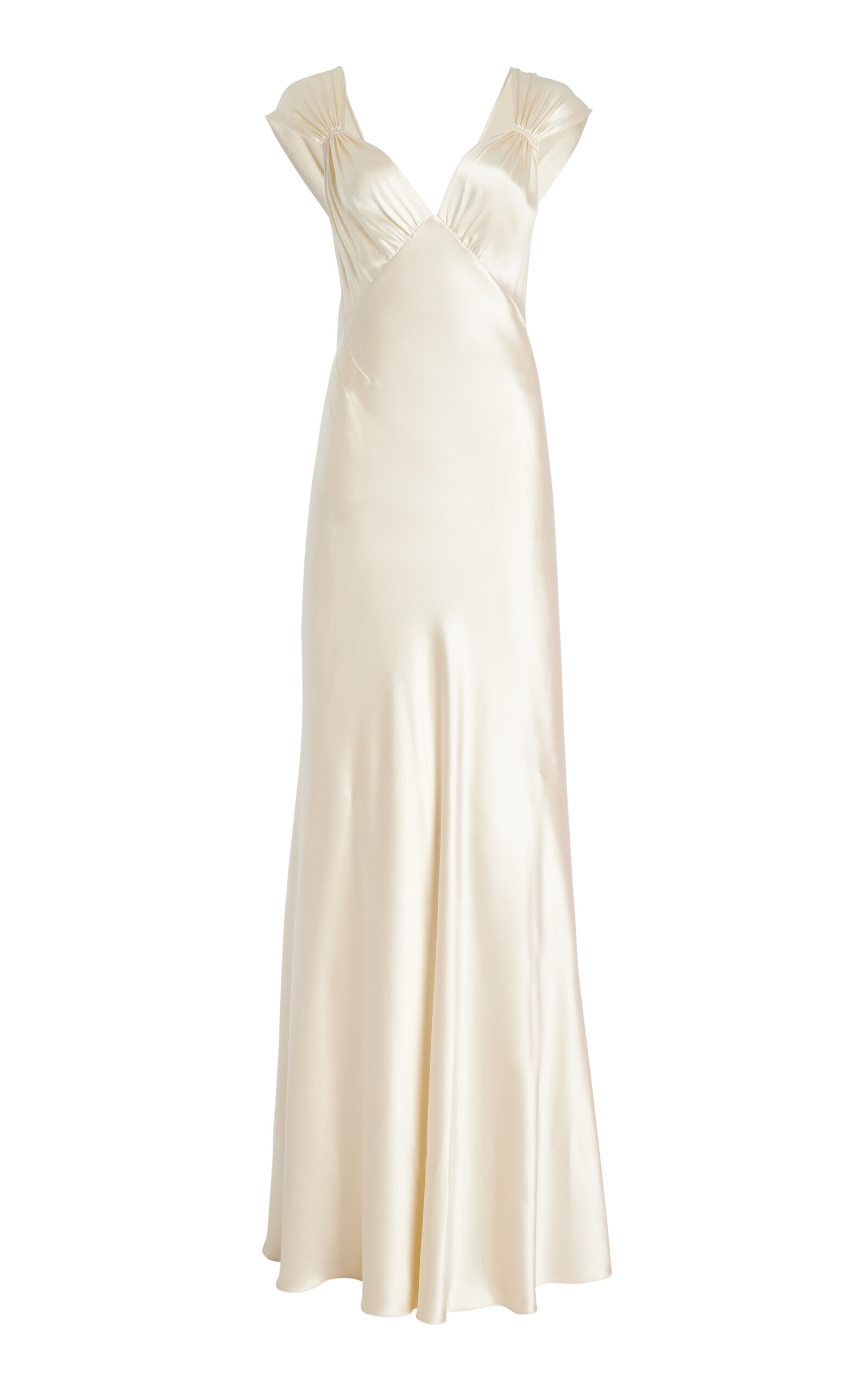 Monique Lhuillier Draped Crepe-satin Gown In Ivory