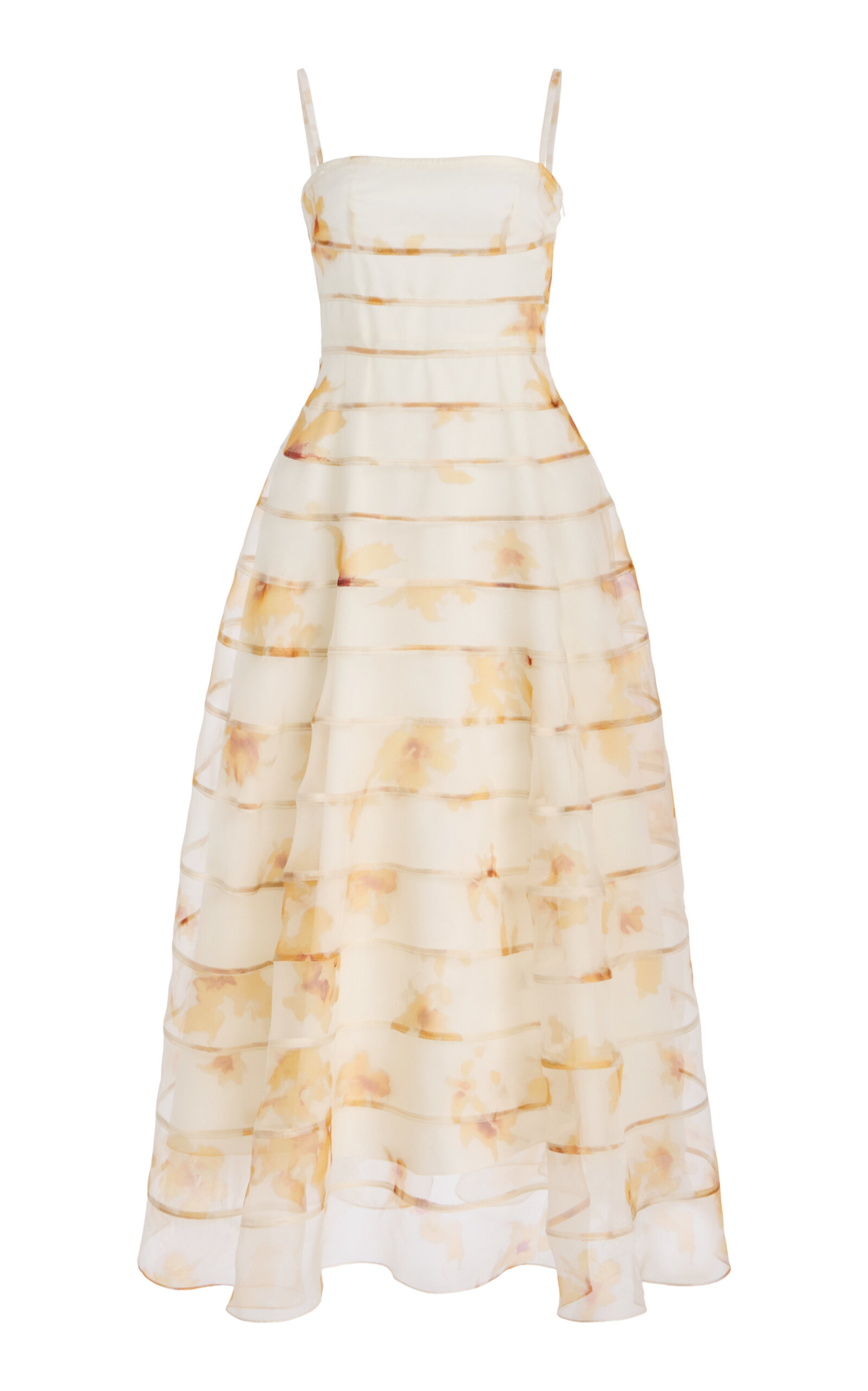 Altuzarra Connie Tiered Silk-Organza Midi Dress - Yellow