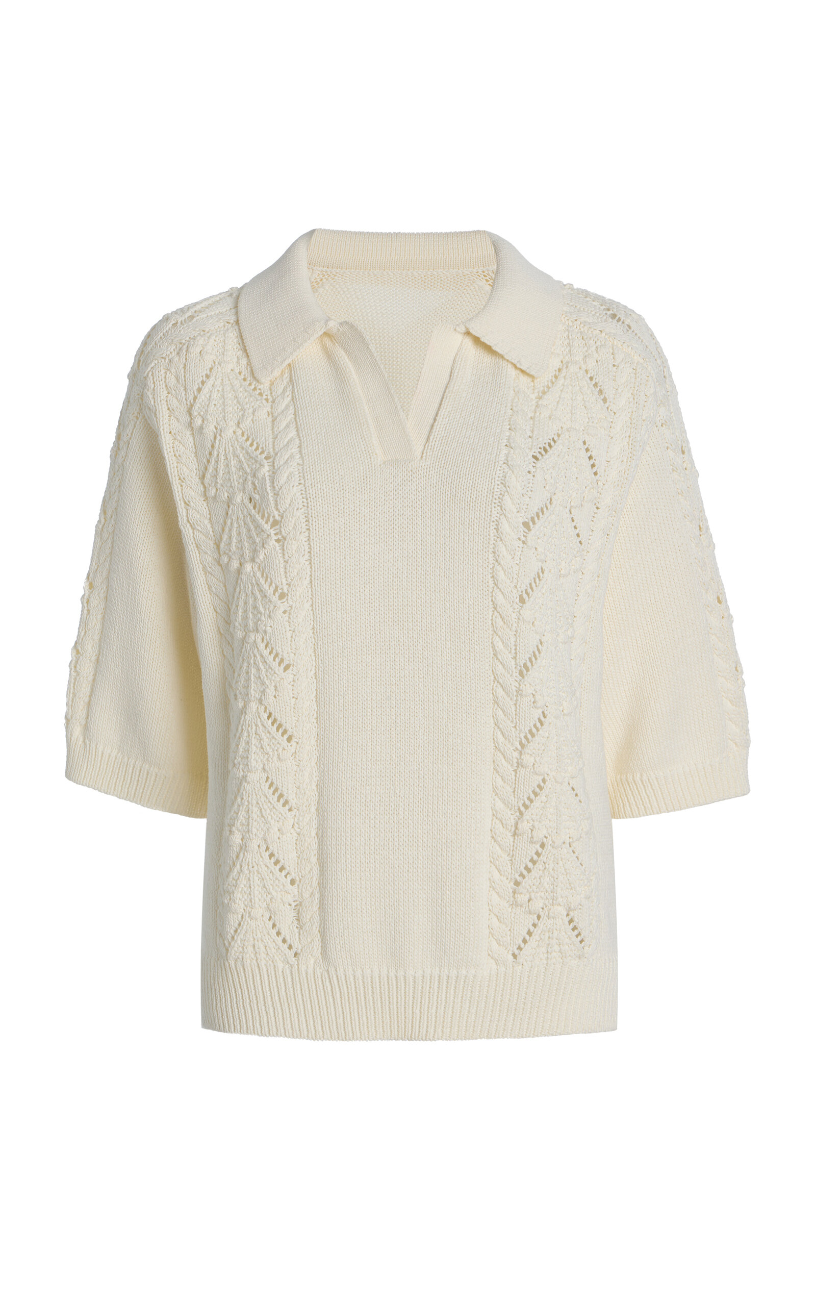LOULOU DE SAISON SHELL COTTON POLO SWEATER