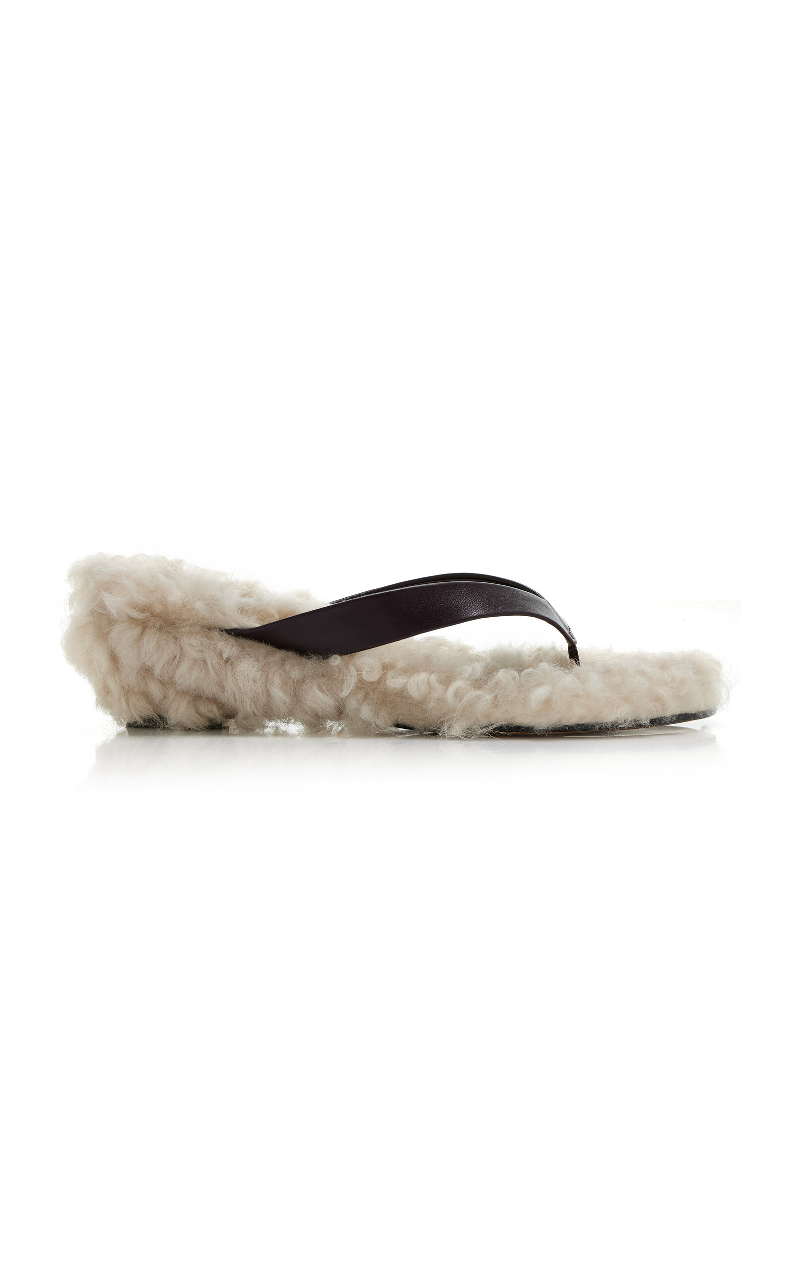 Le Monde Beryl Shearling Thong Sandals