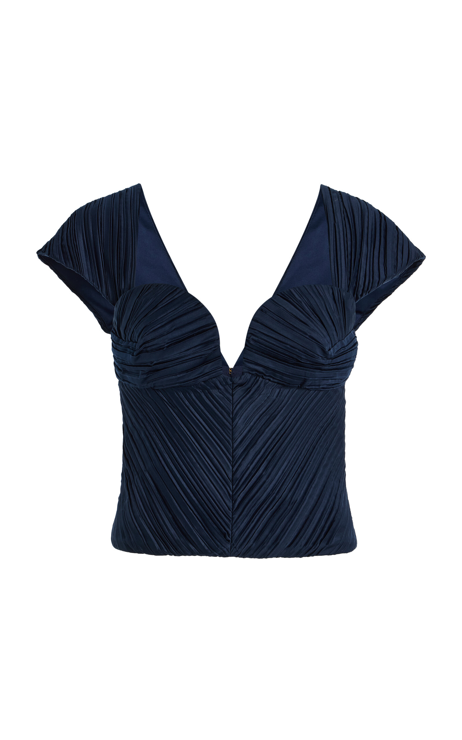 Cult Gaia Pleated Sweetheart-neck Top In Blue