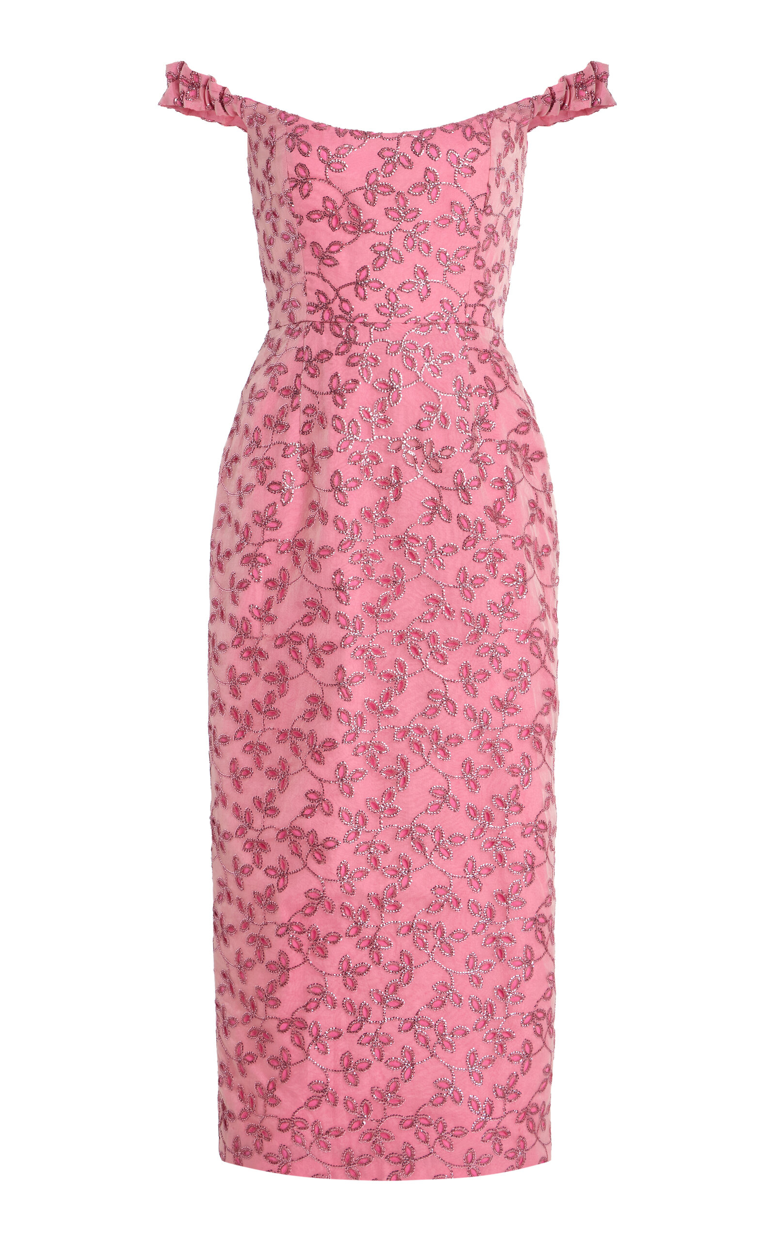 Markarian Amina Floral-sequined Off-the-shoulder Midi Dress