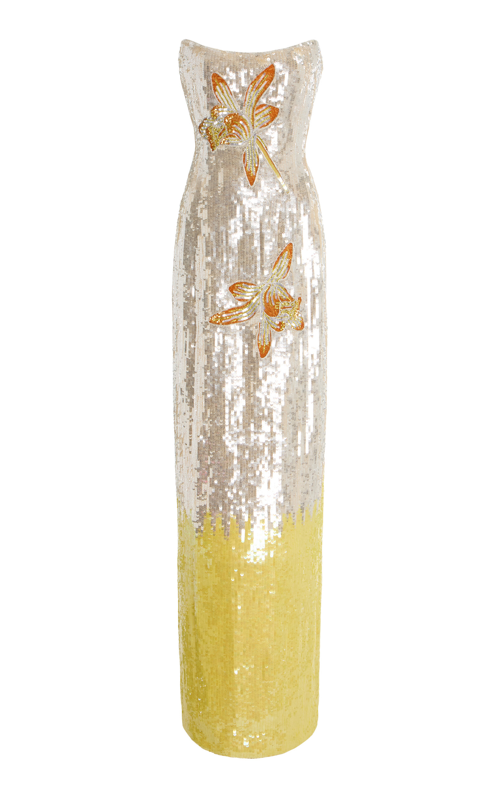Markarian Esperanza Floral Sequined Gown In Gold