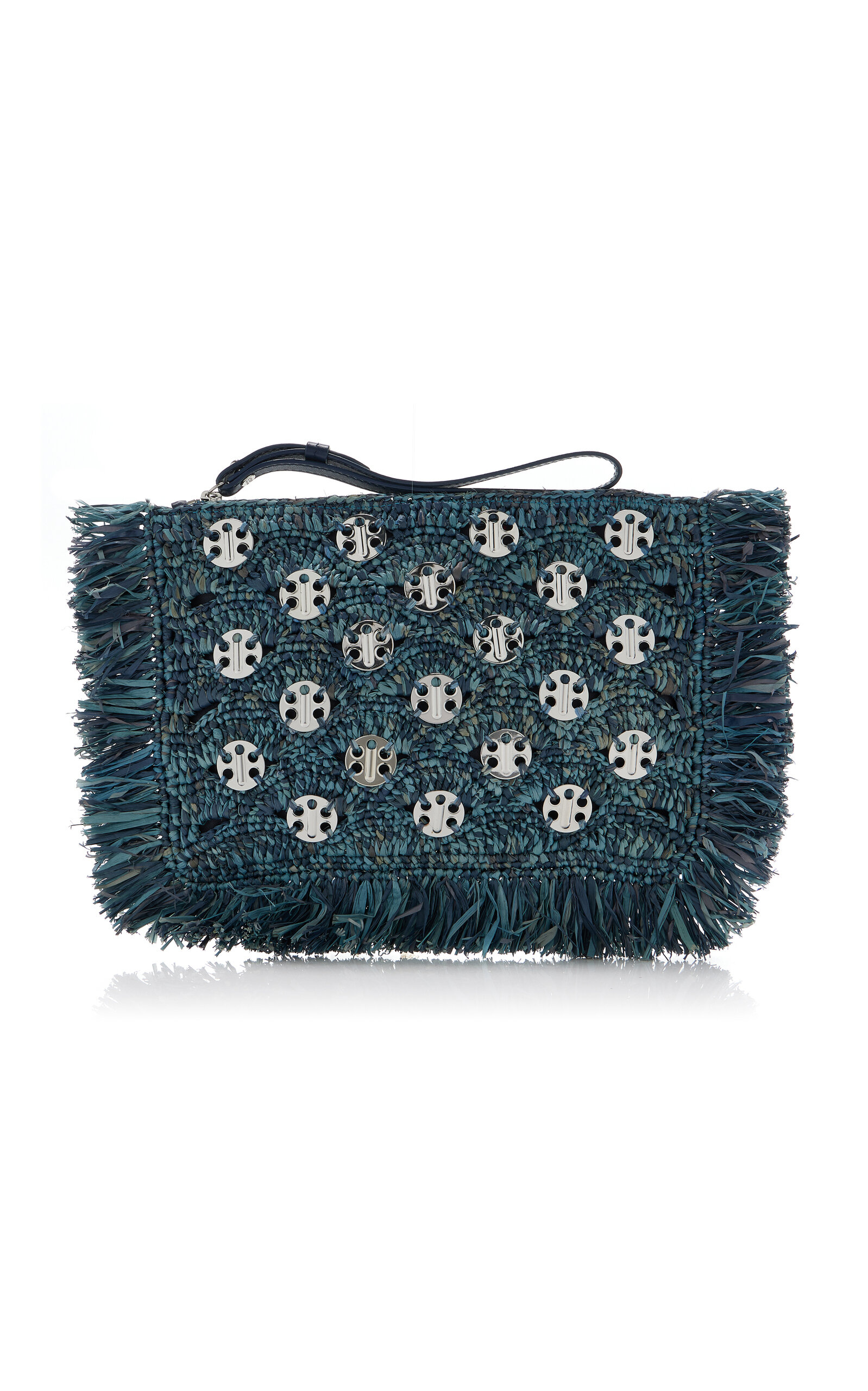 Rabanne 1969 Fringed Raffia Pochette - Blue - OS