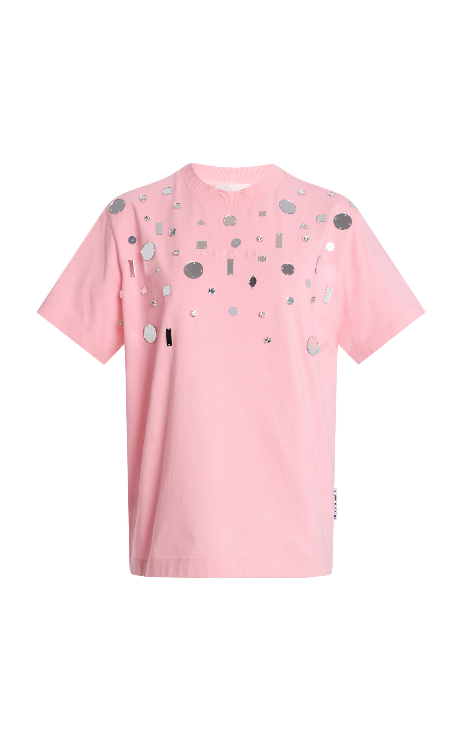 Shop Des_phemmes Exclusive Riviera Embellished Cotton T-shirt In Pink