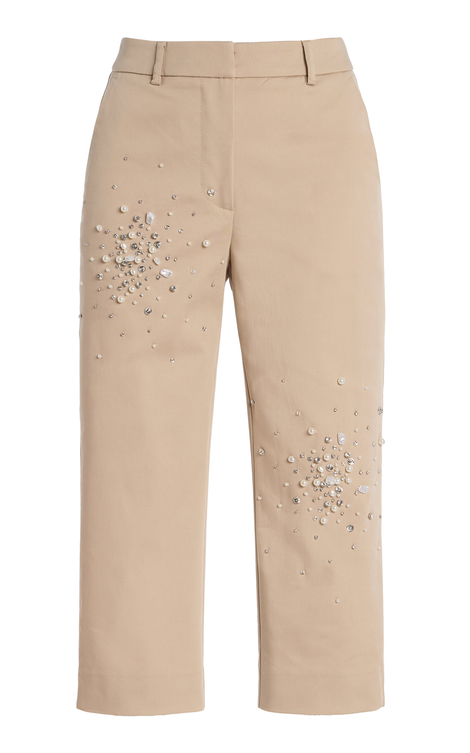 DES_PHEMMES Exclusive Riviera Embellished Cotton-Blend Capri Pants