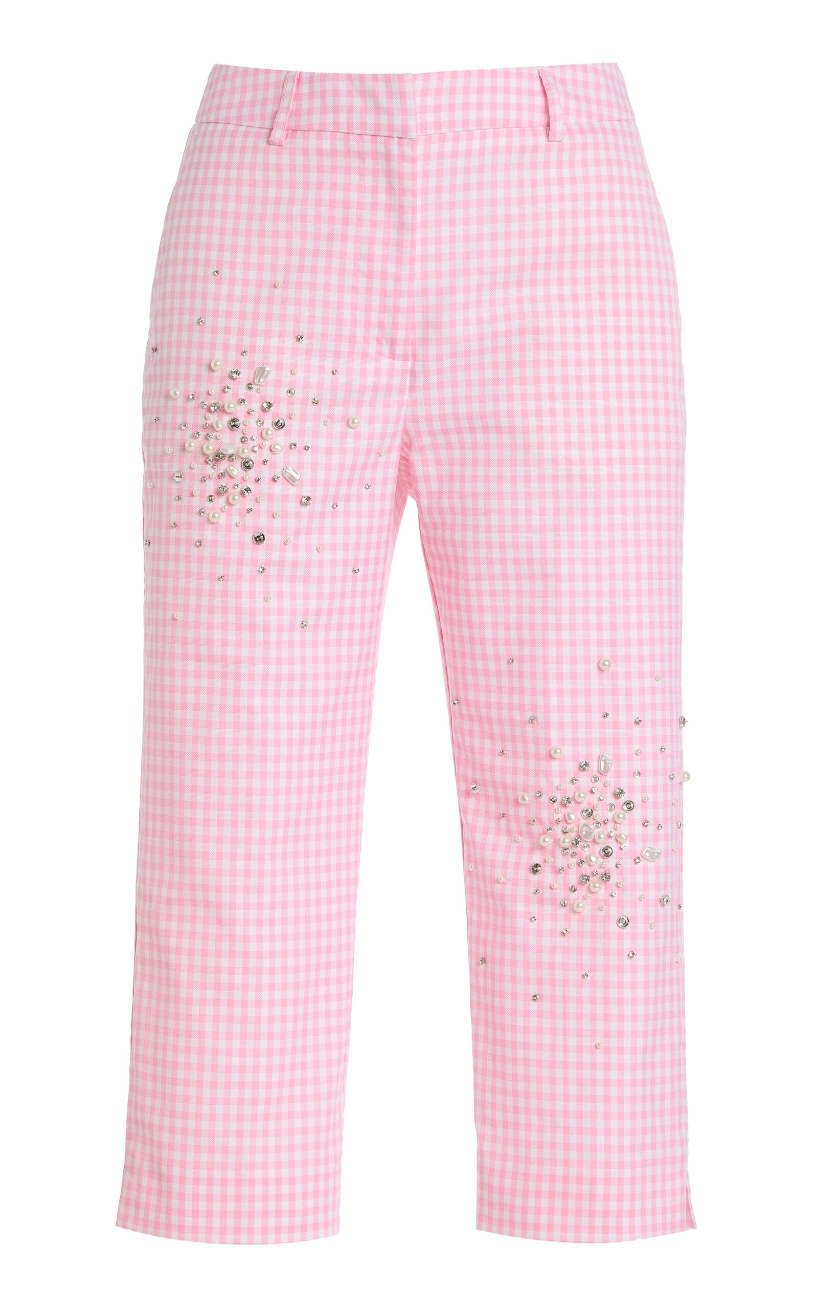 Exclusive Riviera Embellished Gingham Capri Pants