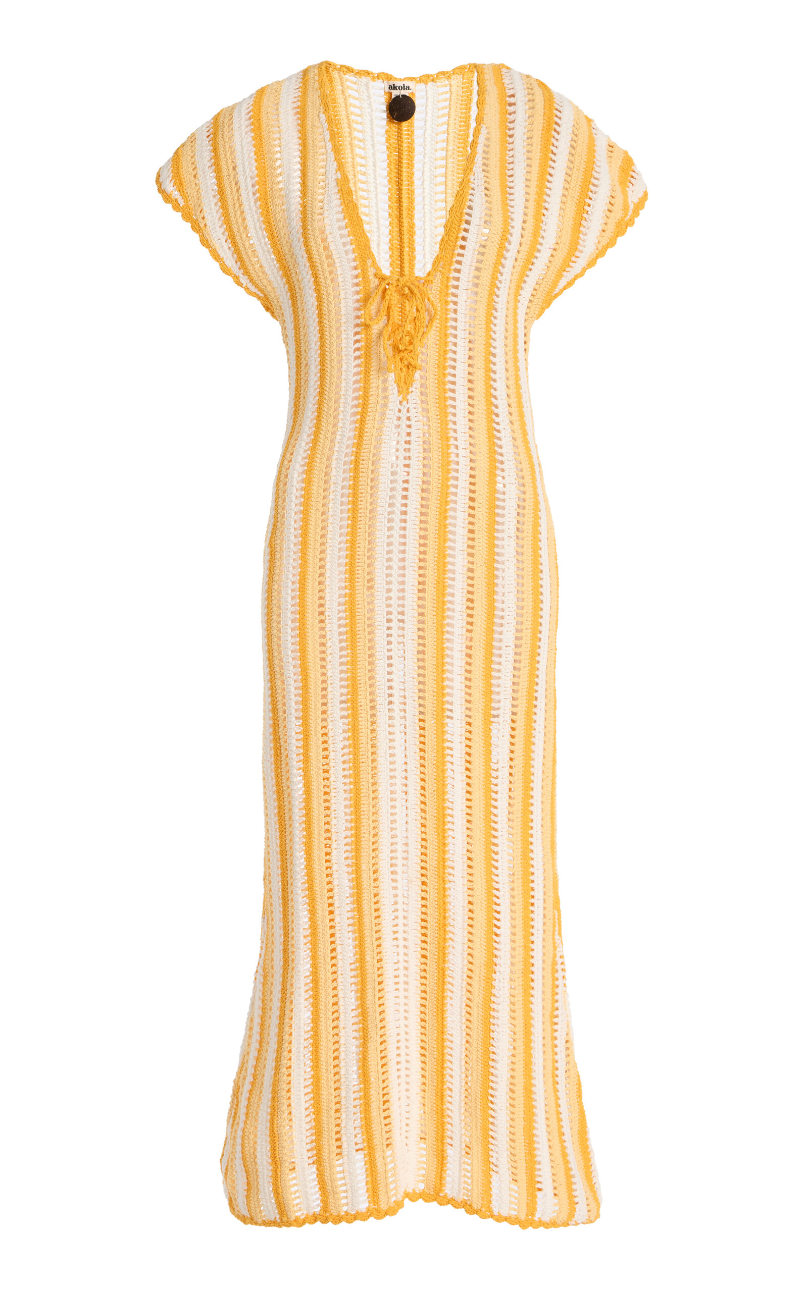 Akoia Swim Exclusive Riviera Striped Cotton-Crochet Midi Dress