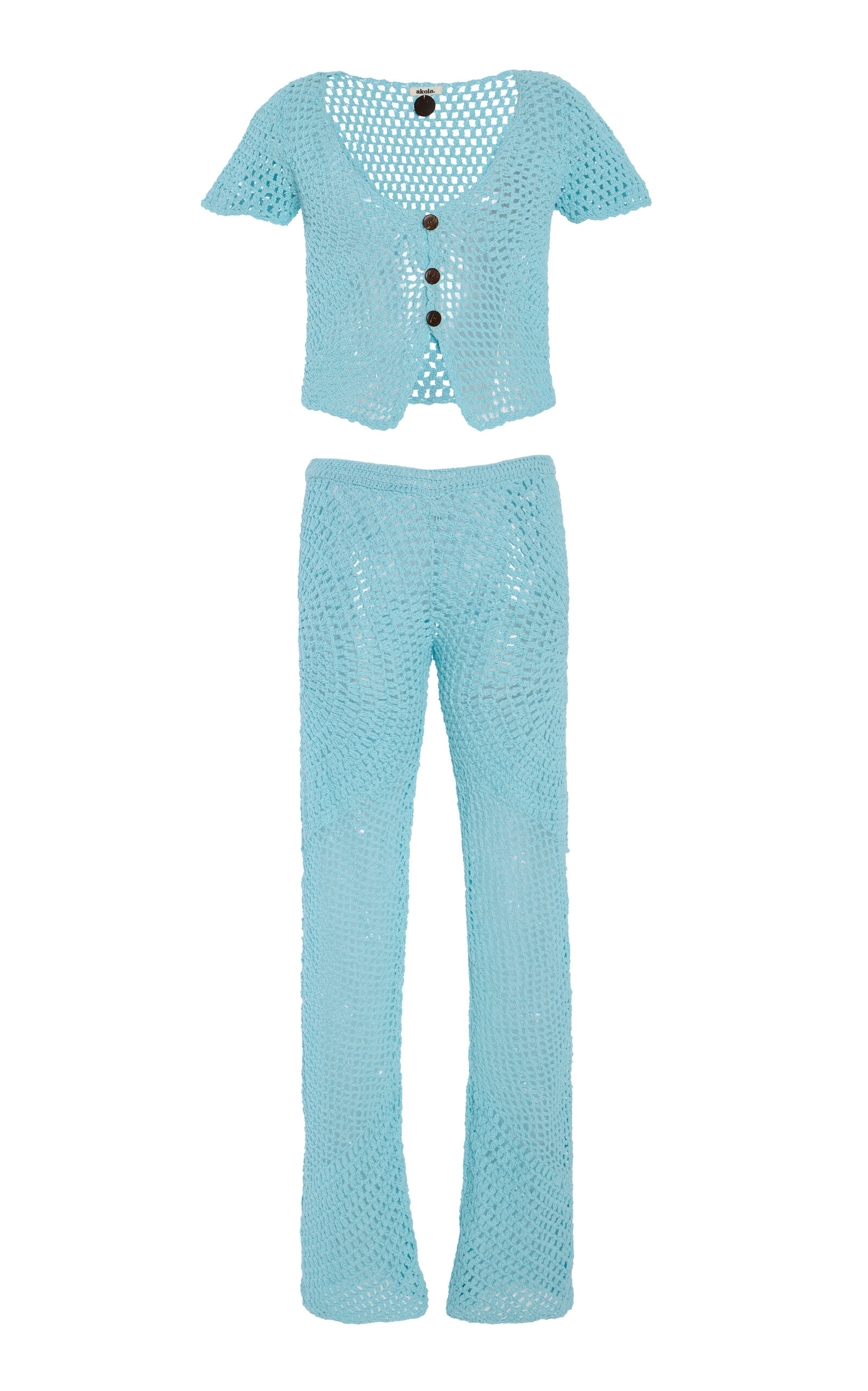 Exclusive Riviera Cotton-Crochet Pant Set