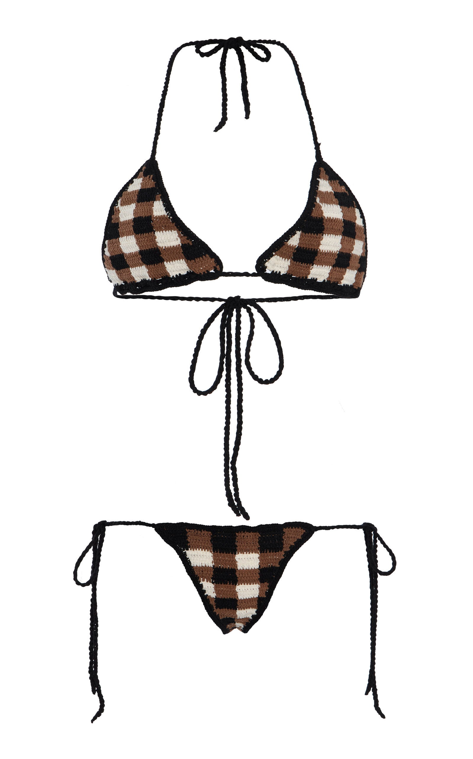Exclusive Riviera Gingham Crochet Bikini Set