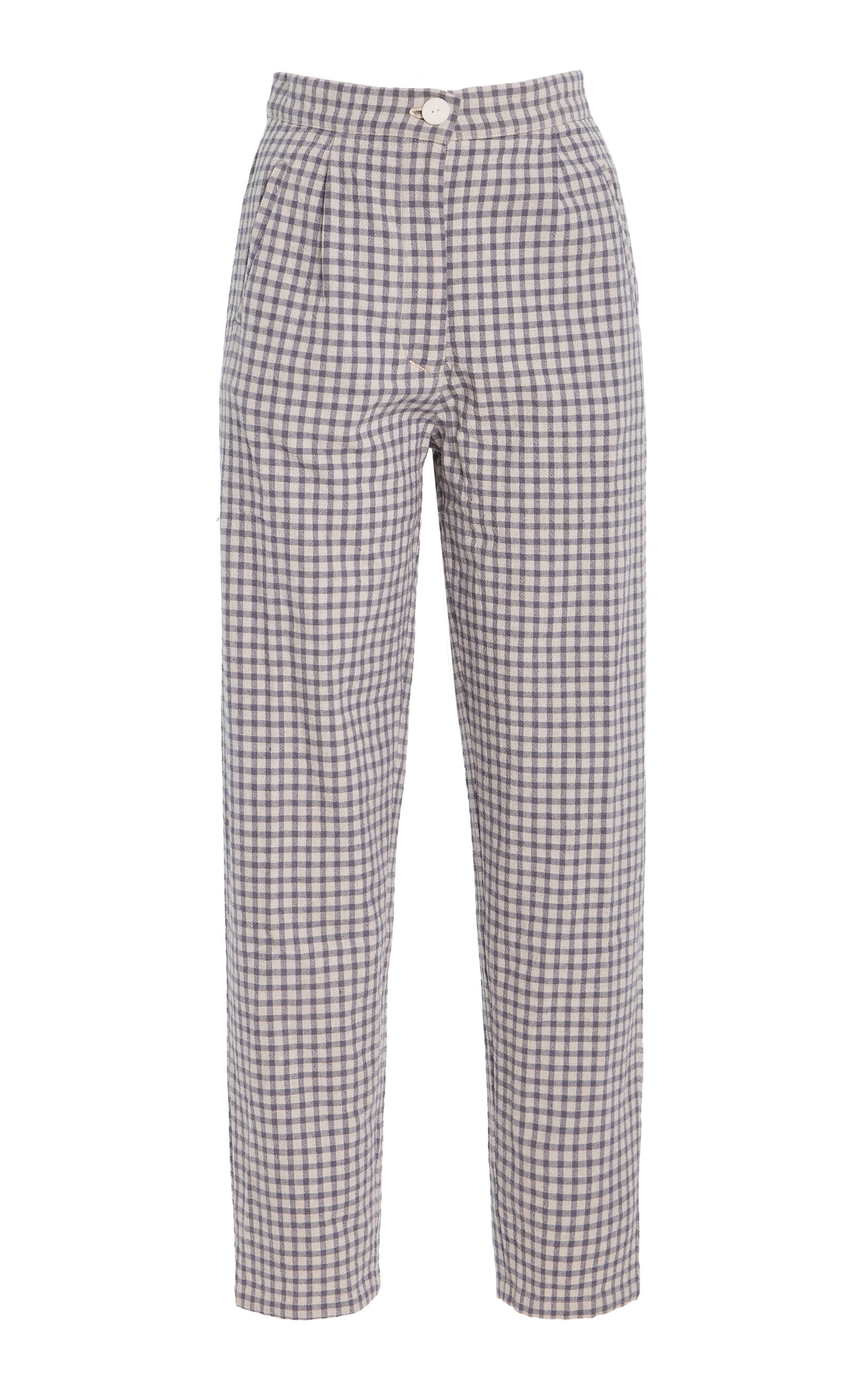 All That Remains Exclusive Riviera Emilie High-Rise Linen-Cotton Straight-Leg Pants