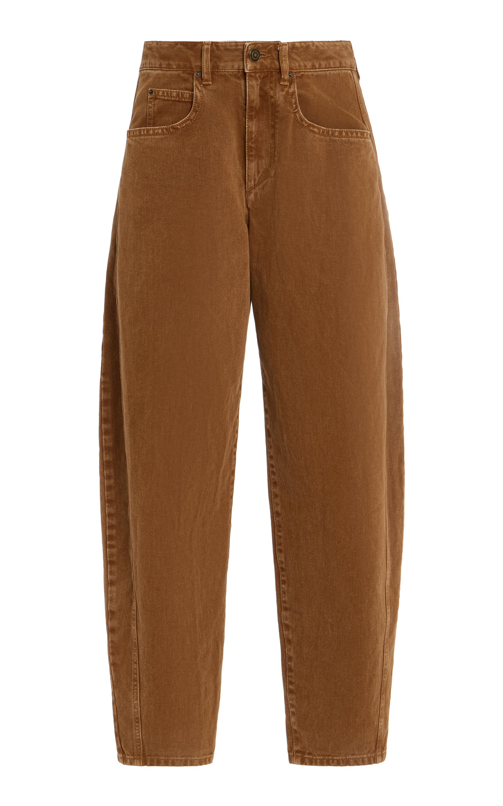 Isabel Marant Oriane Rigid High-Rise Barrel-Leg Jeans - Brown