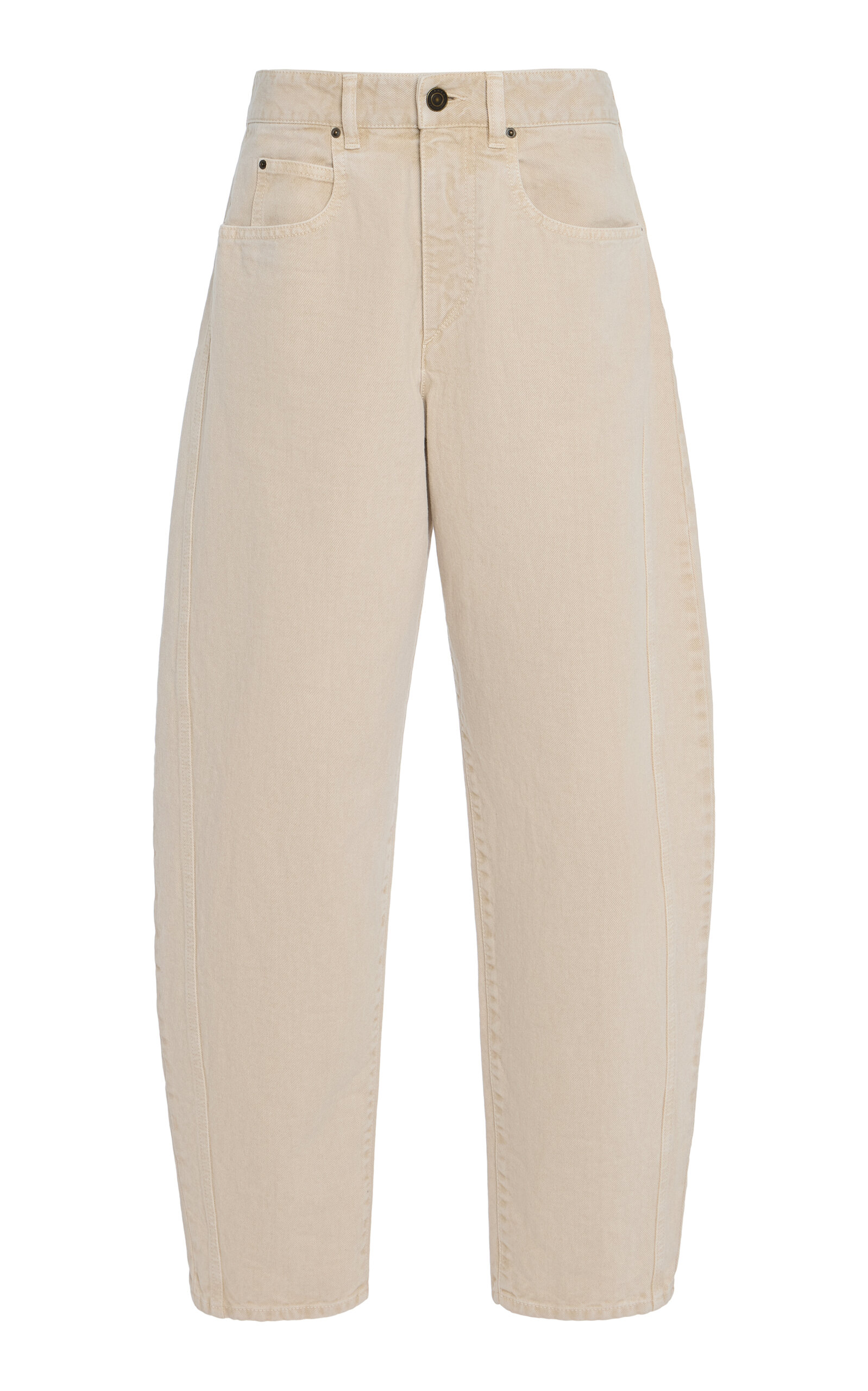 Isabel Marant Oriane Rigid High-Rise Barrel-Leg Jeans - Ivory