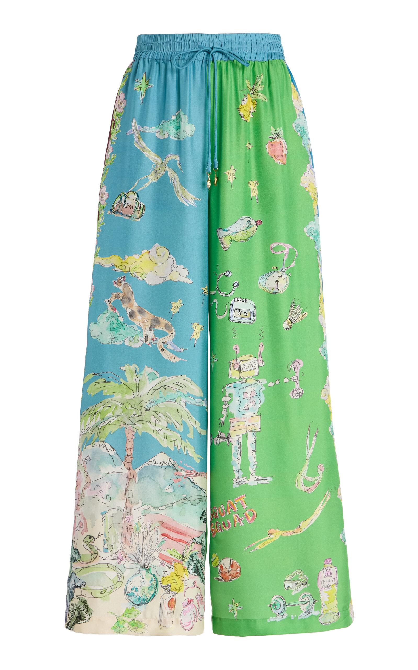 ALÉMAIS Daria Silk Wide-Leg Pants