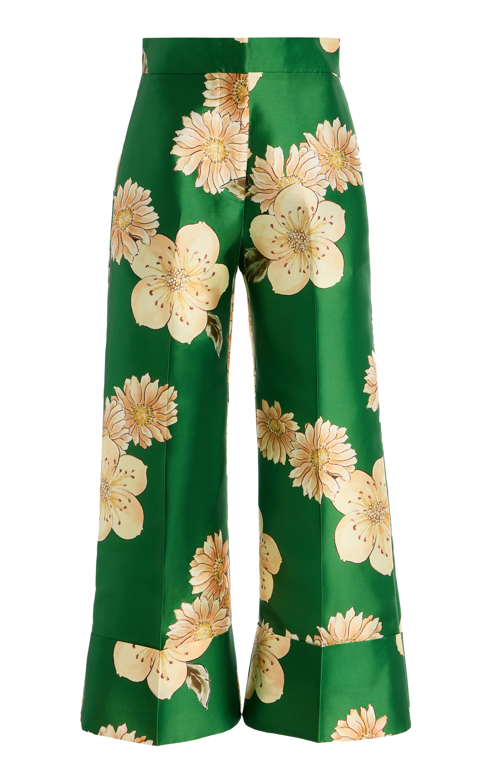 ALEMAIS Sage Printed Satin Flared Pants