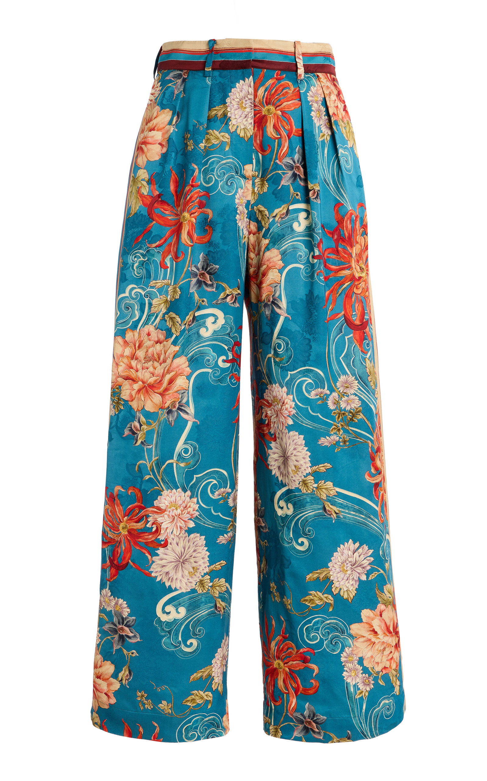 ALÉMAIS Fletcher Pleated Satin Wide-Leg Pants