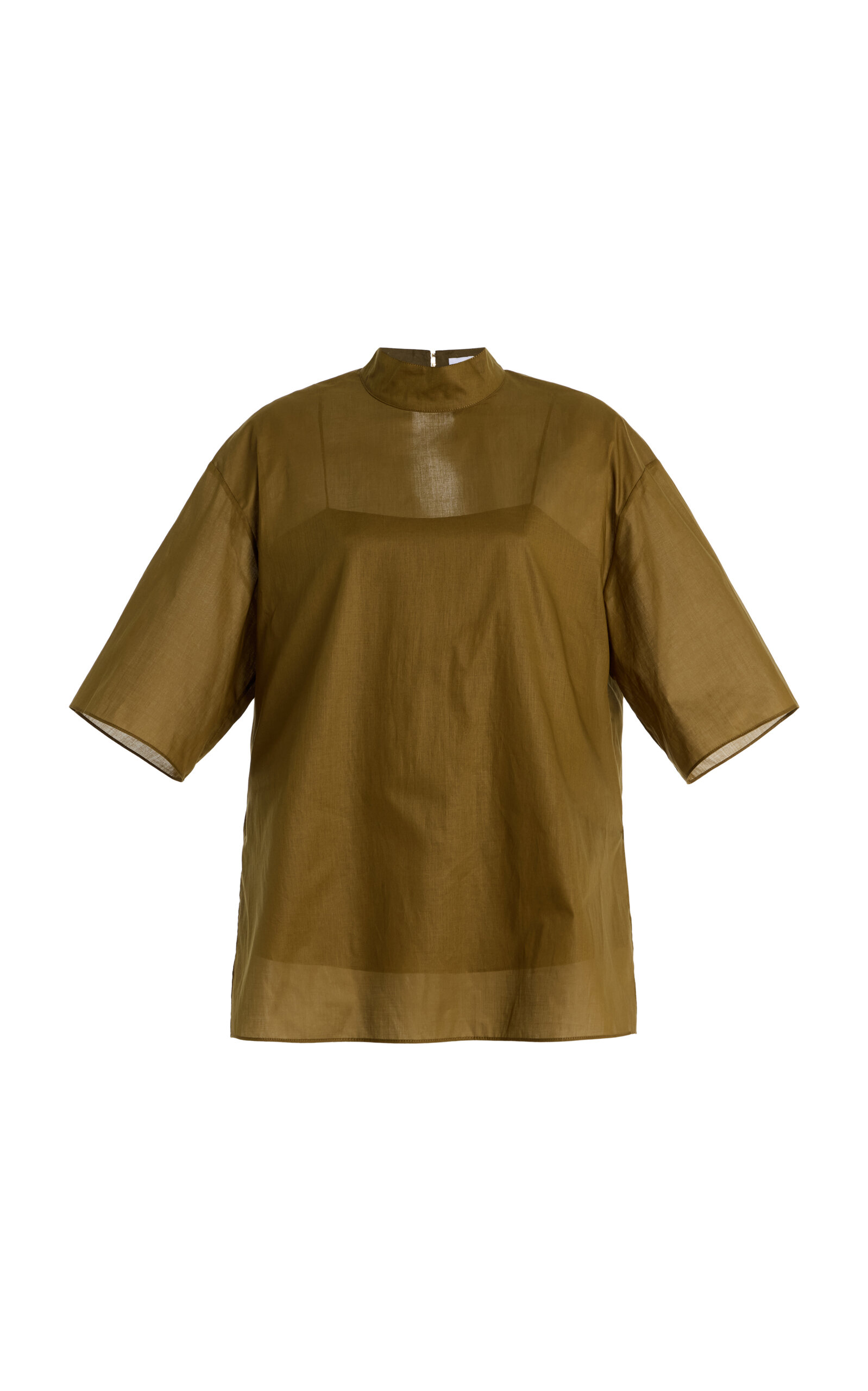 Adam Lippes Brynn Cotton-Organdy Top - Olive