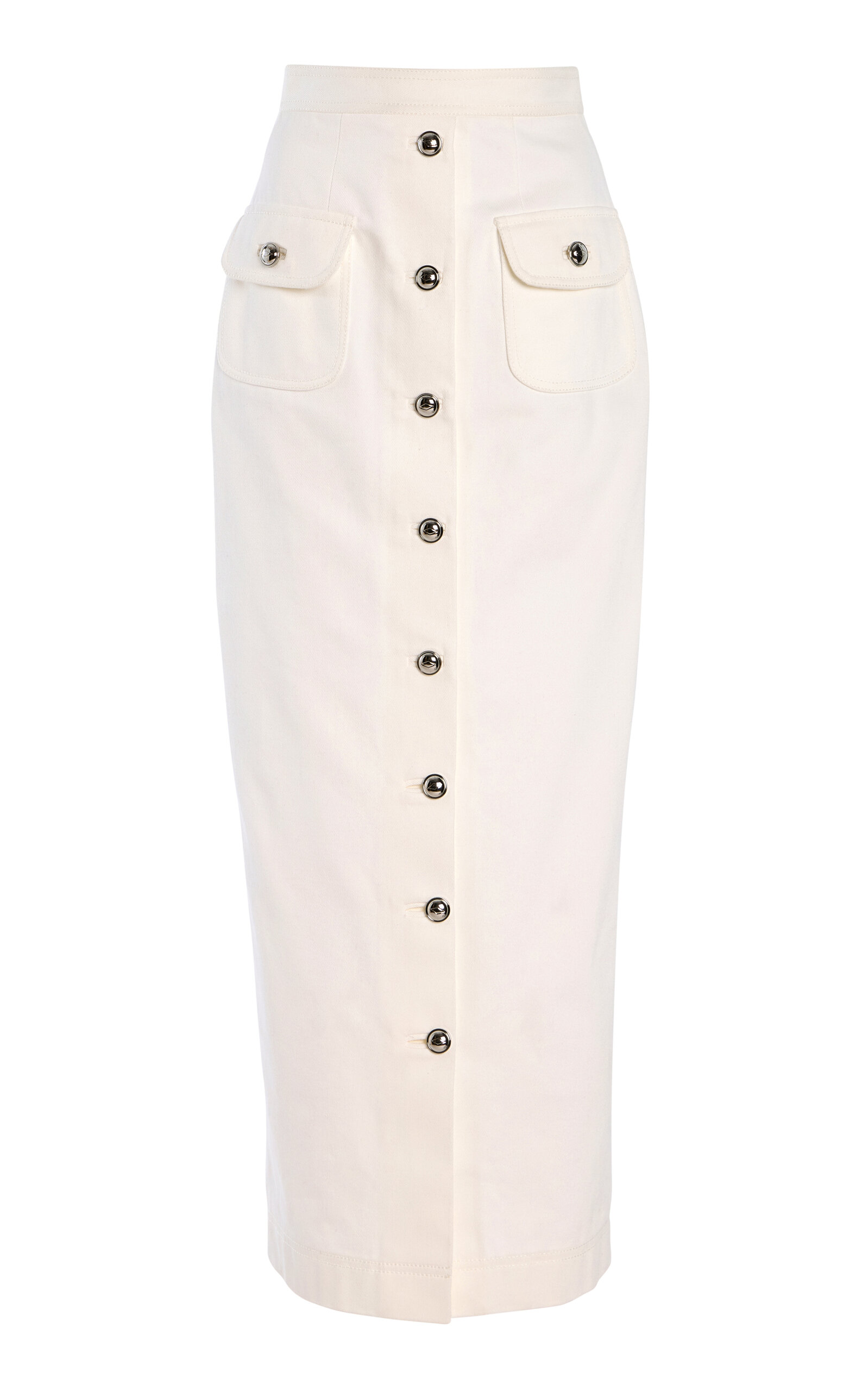 Dakota Button-Detailed Denim Midi Skirt
