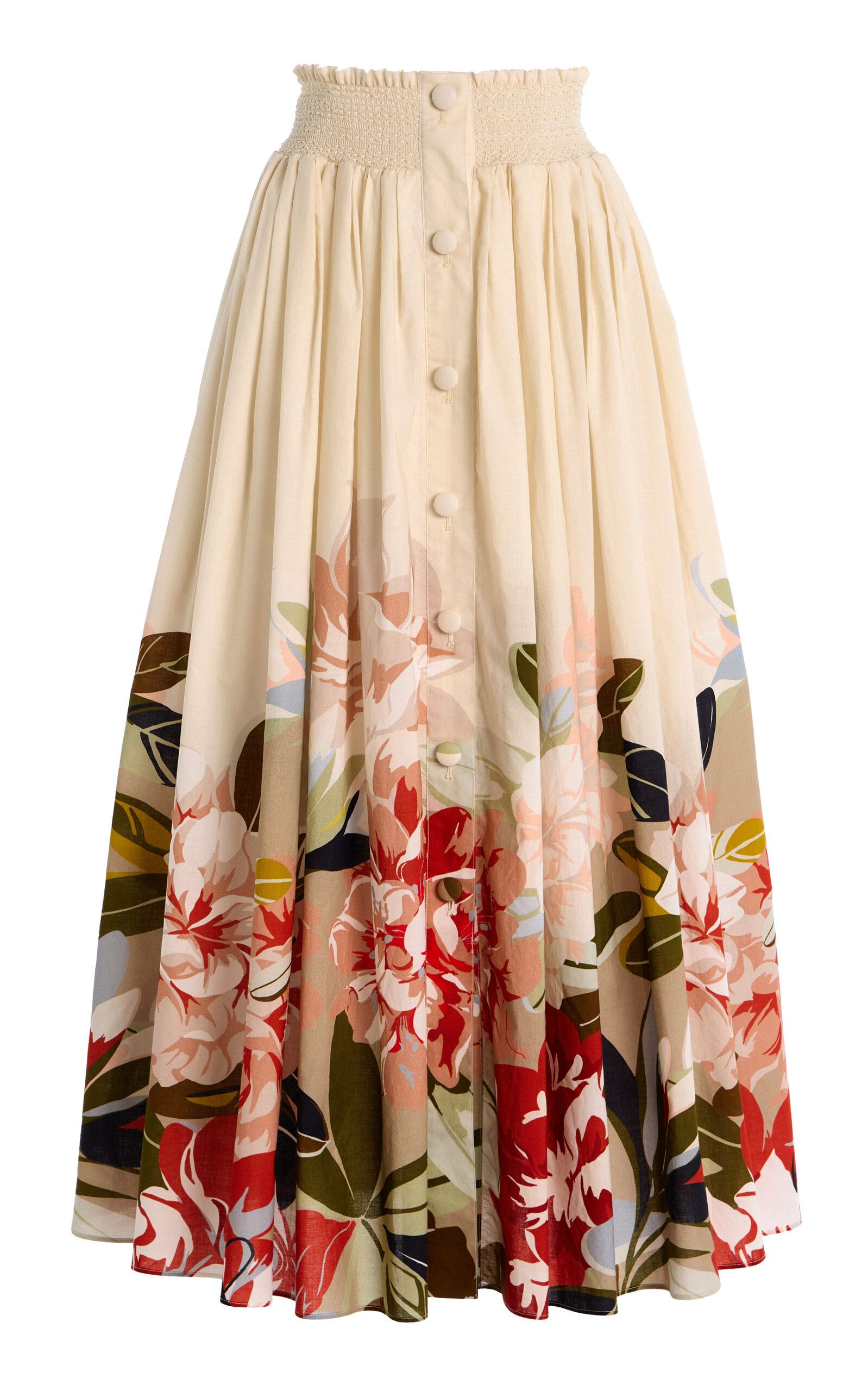 Adam Lippes Lovisa Rhododendron-Printed Cotton-Voile Maxi Skirt - Multi
