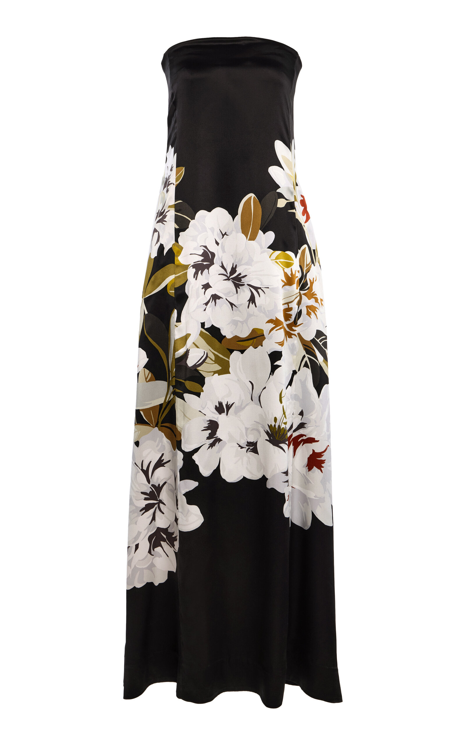 Adam Lippes Marais Printed Silk Charmeuse Maxi Dress In Black,white