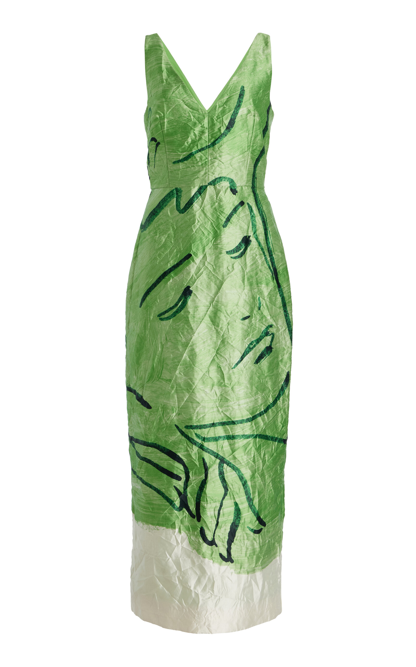 ERDEM CRINKLED SATIN MIDI DRESS 