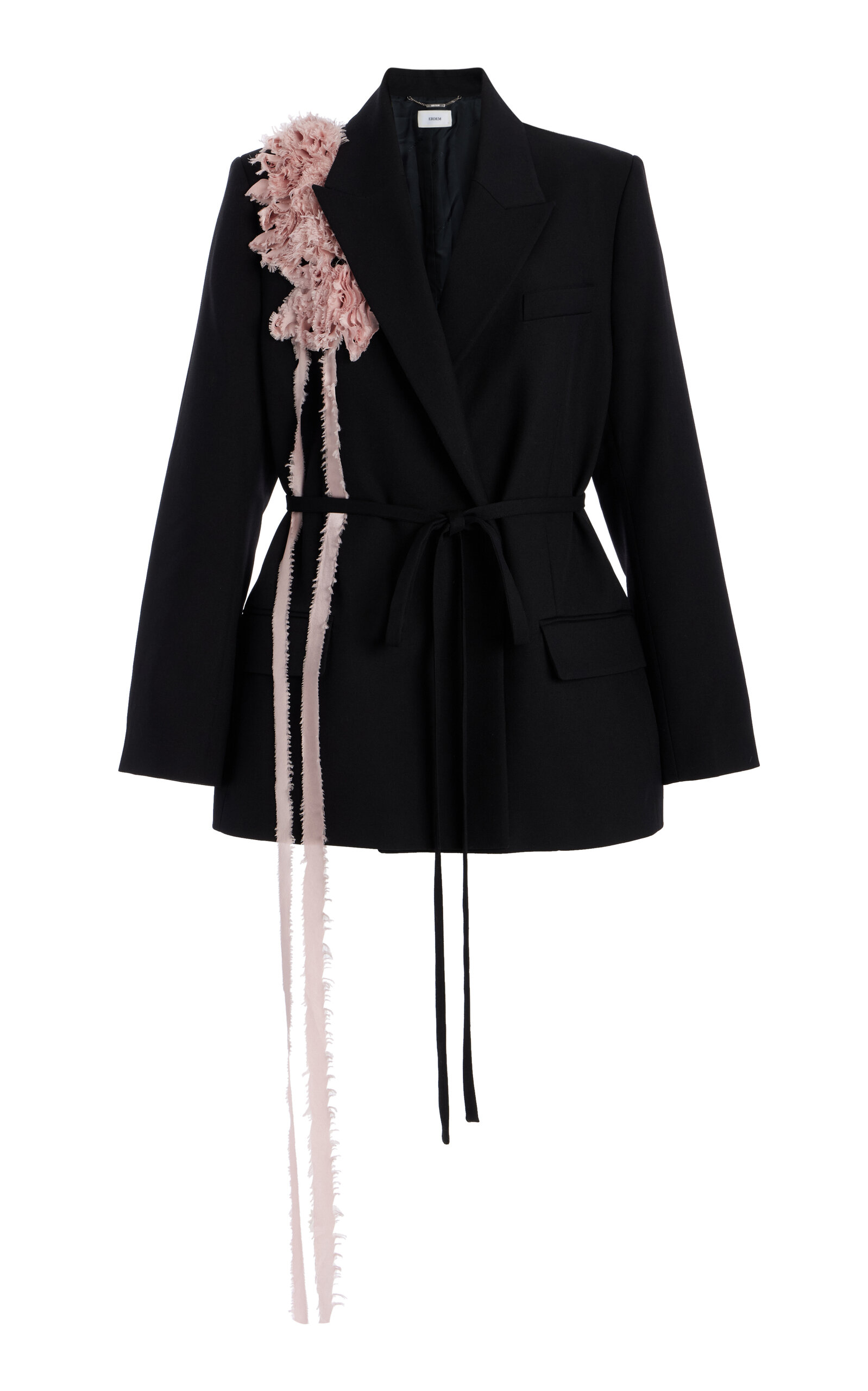 Erdem Embellished Belted Wool Blazer