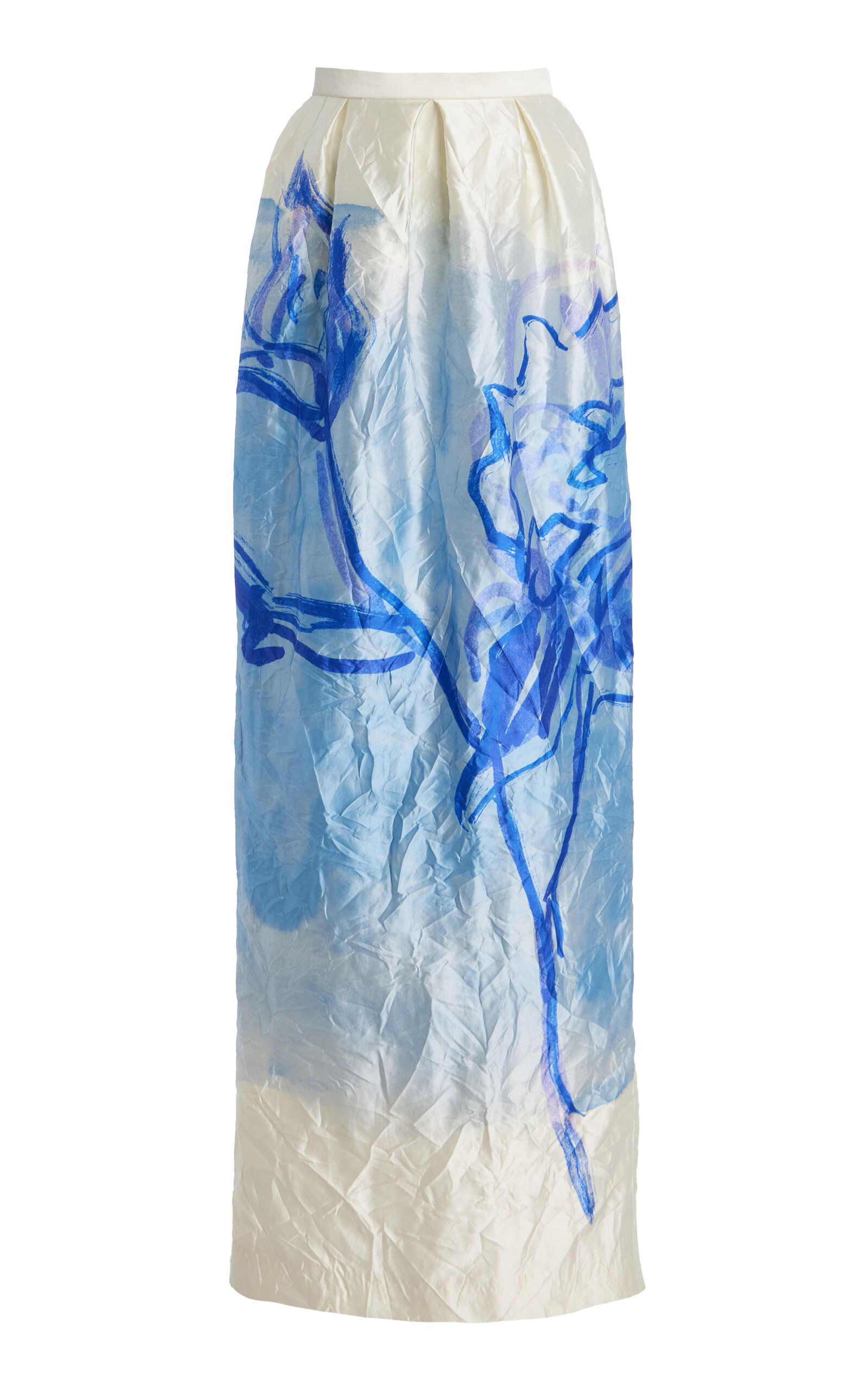 Erdem Crinkled Satin Maxi Skirt