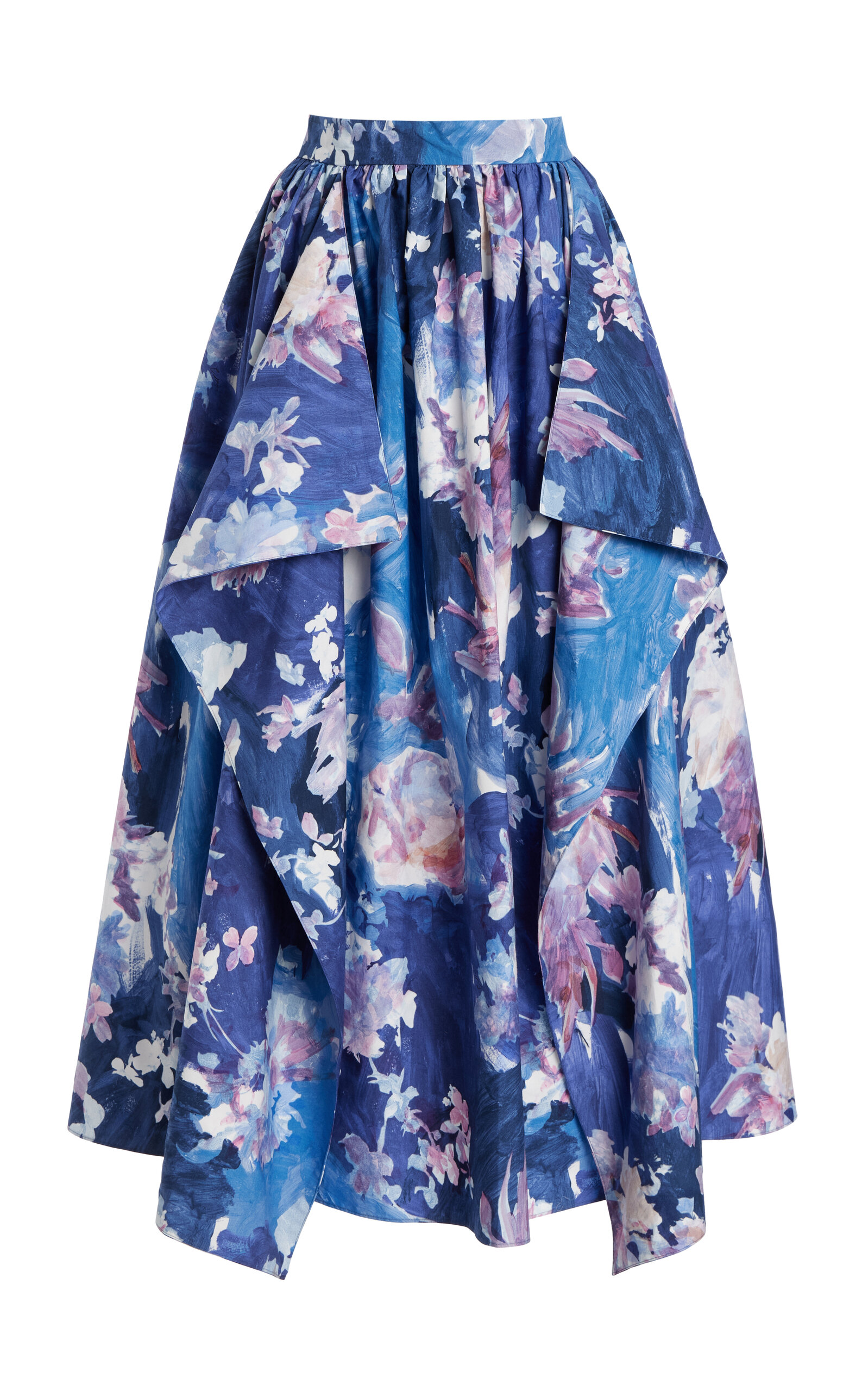 Erdem Gathered Cotton Midi Skirt