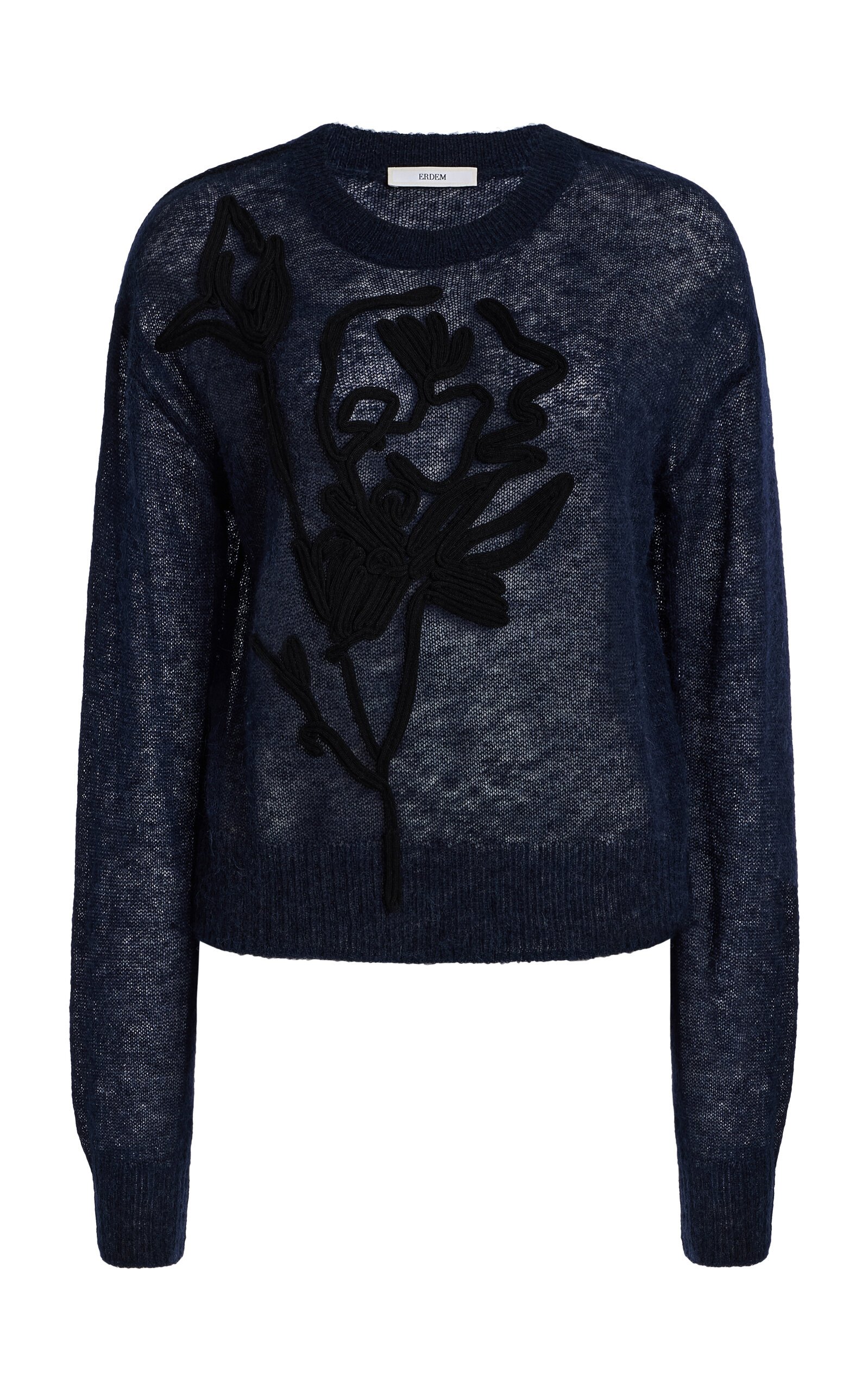 Erdem Embroidered Knit Sweater - Navy - Women's Clothing