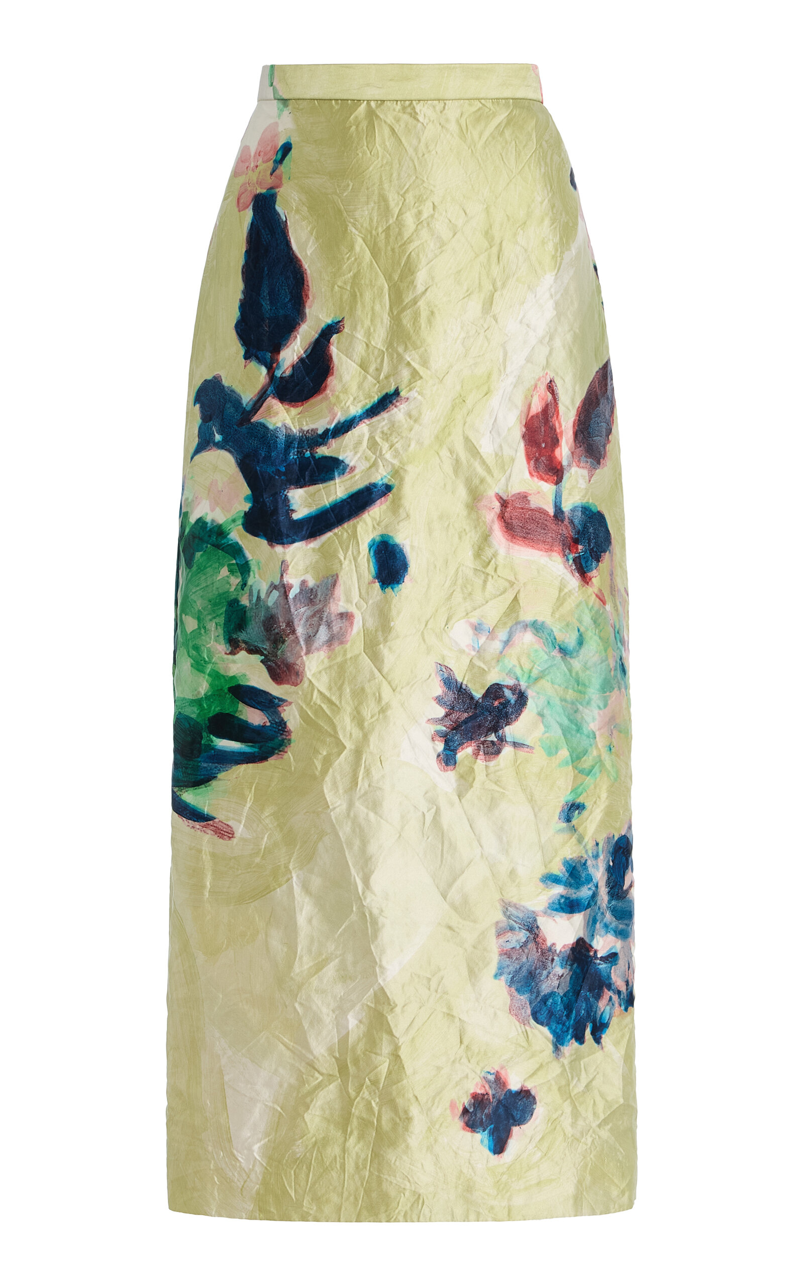 Erdem Printed Satin Midi Skirt