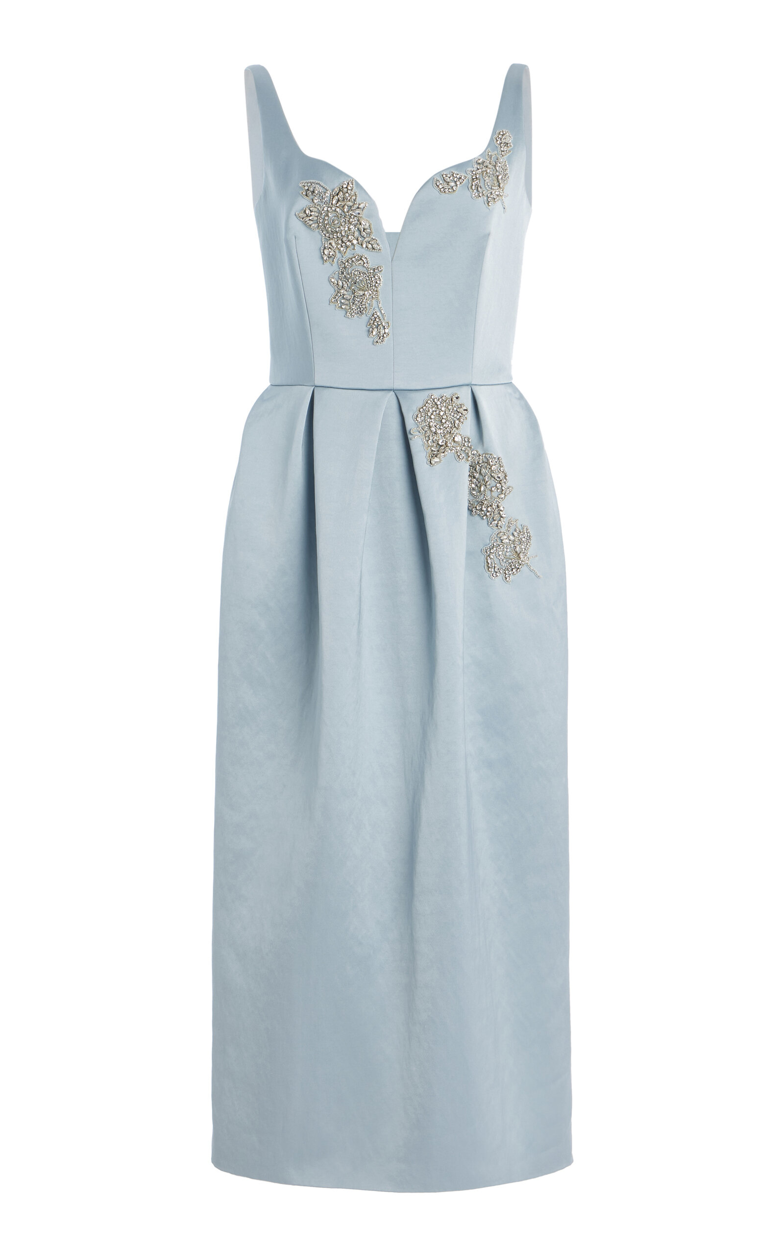 Erdem Embellished Satin Midi Dress - Light Blue