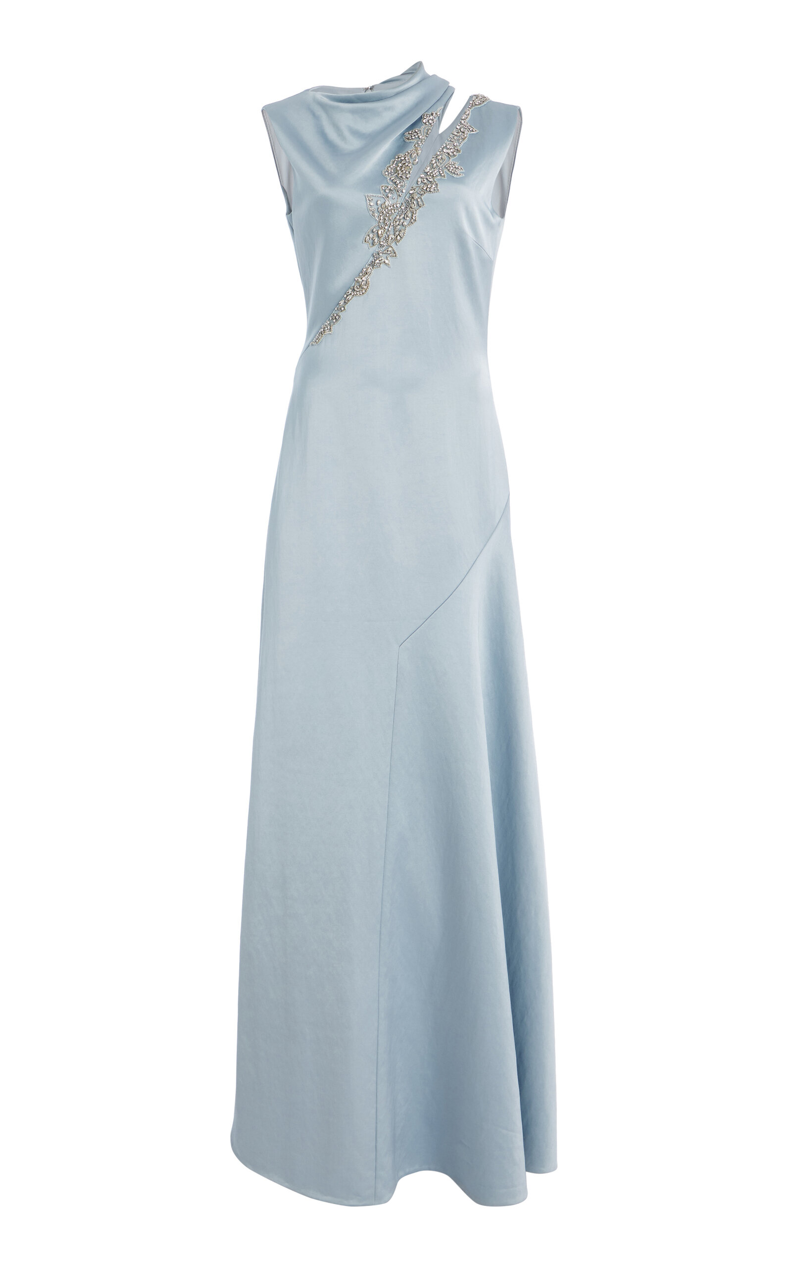 Erdem Embellished Satin Gown - Light Blue