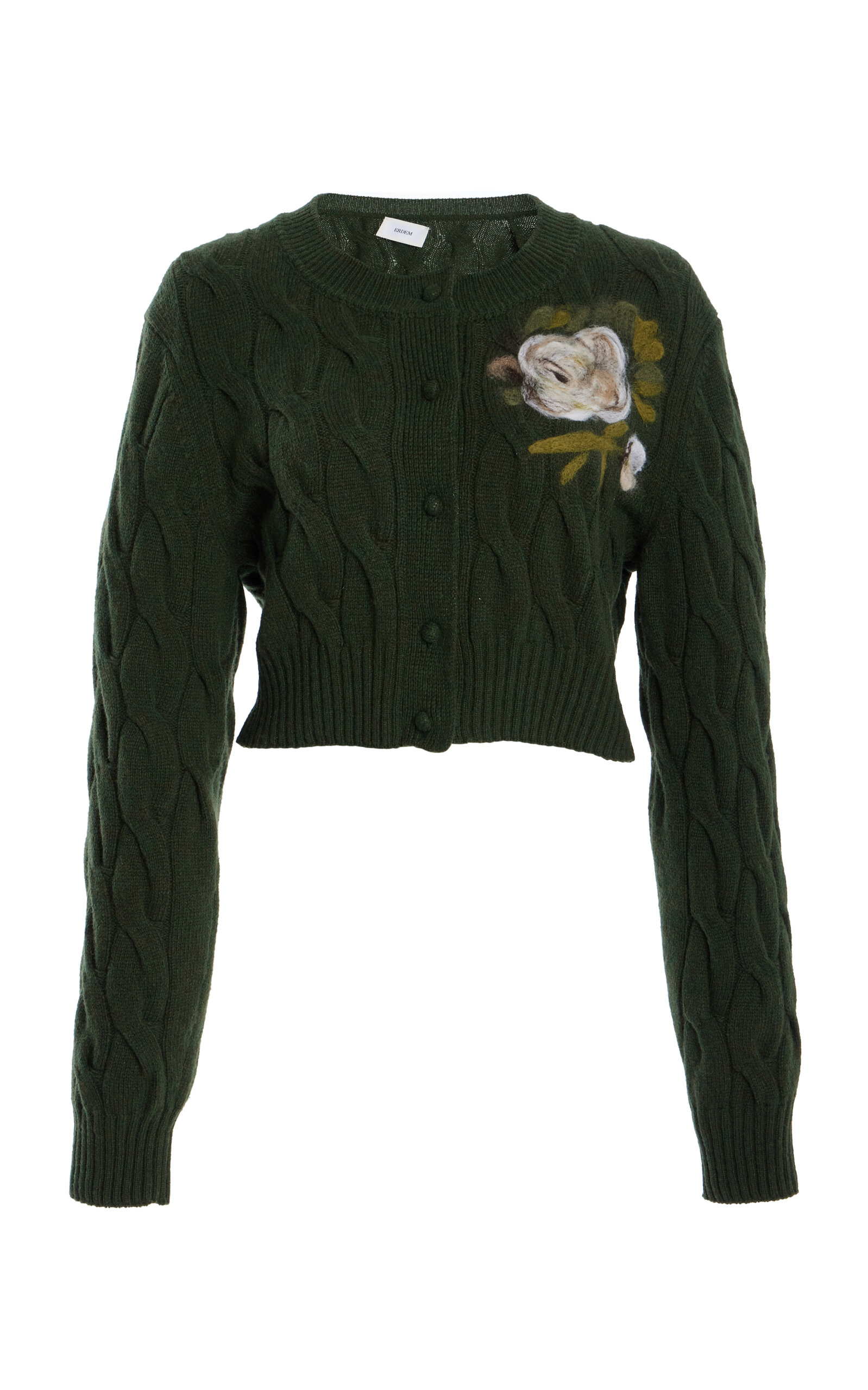 Erdem Embroidered Wool-Blend Cardigan