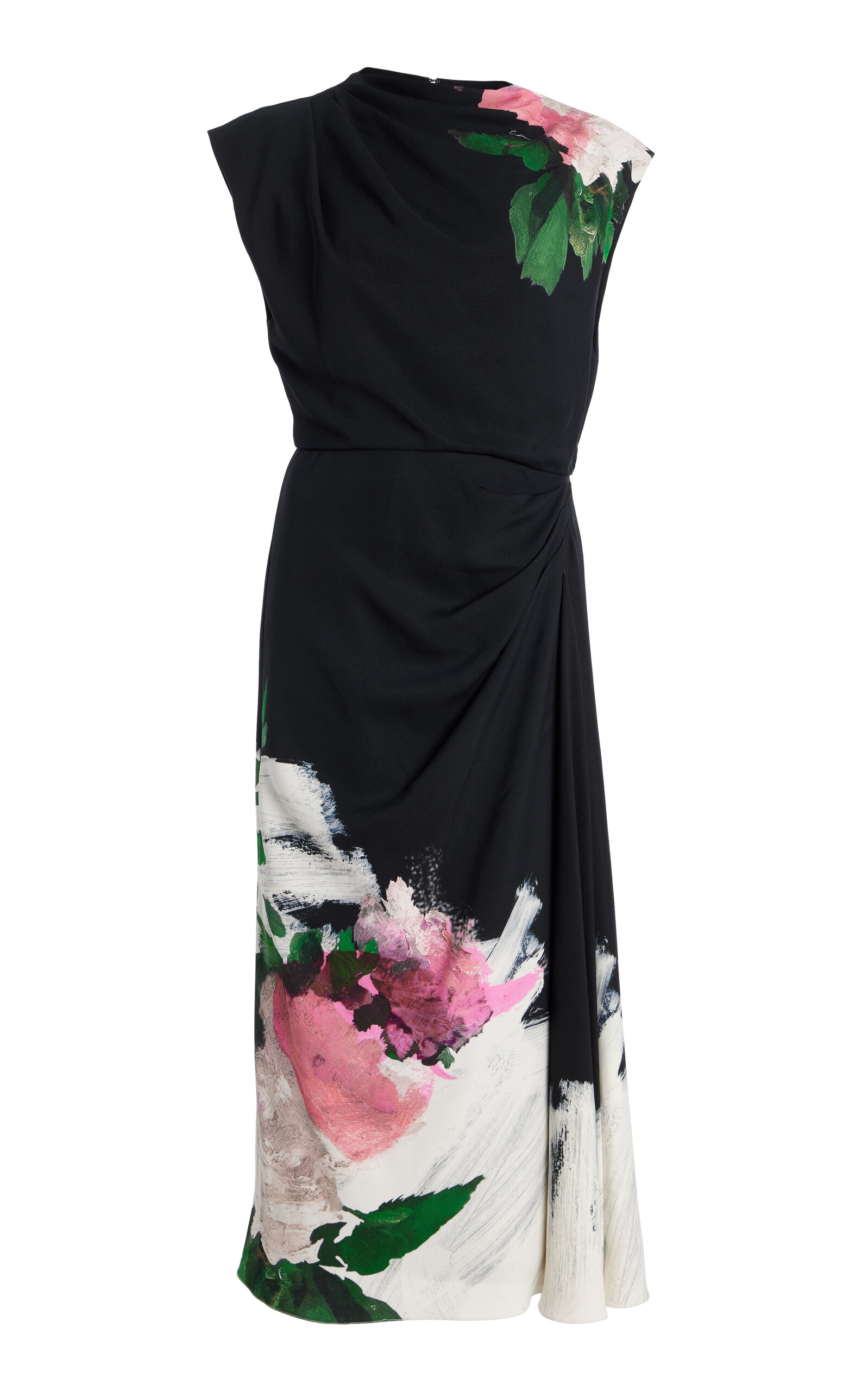 ERDEM PRINTED SATIN MIDI DRESS 